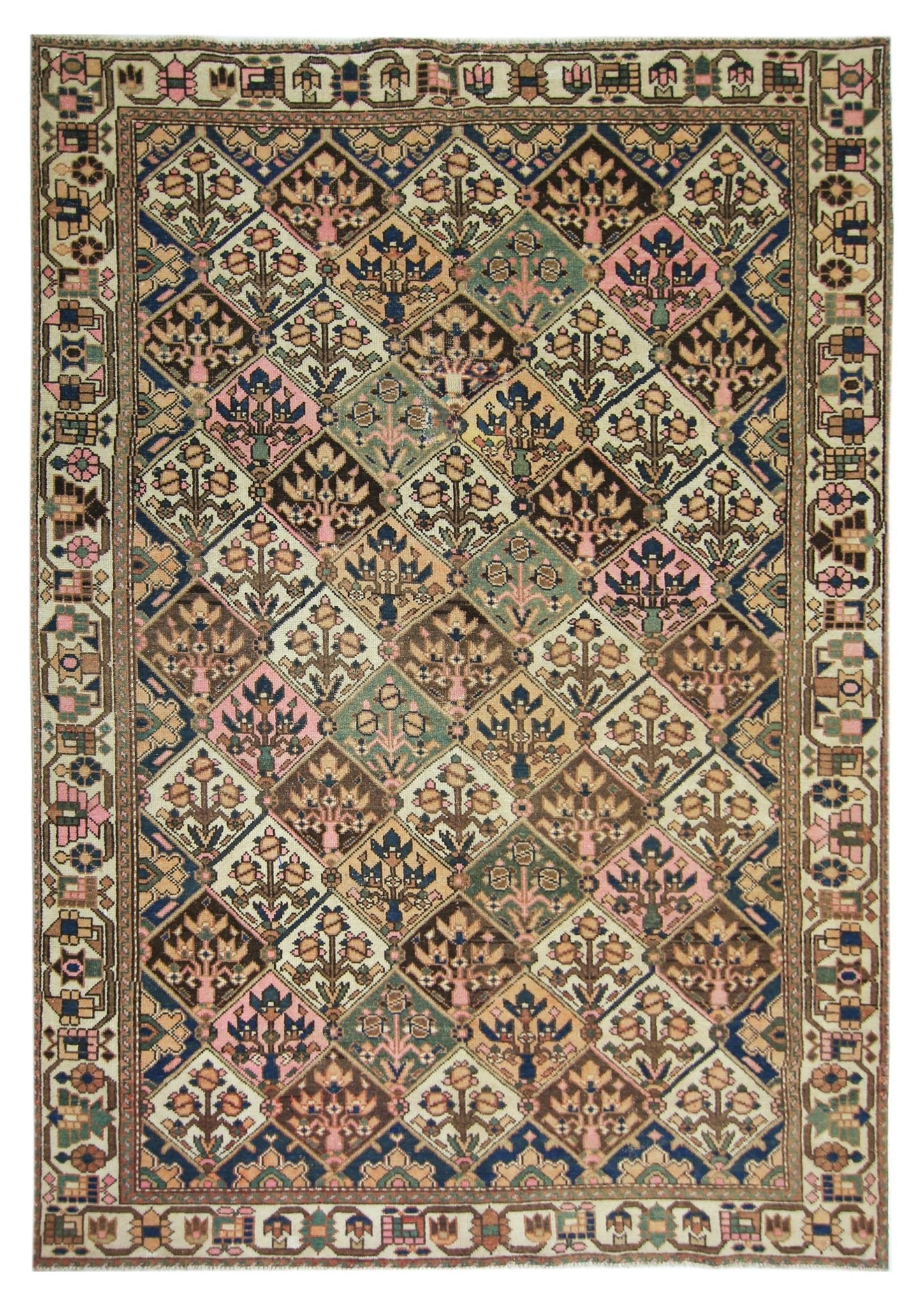 Handmade Vintage Persian Bakhtiar Rug | 302 x 204 cm | 9'11" x 6'8" - Najaf Rugs & Textile
