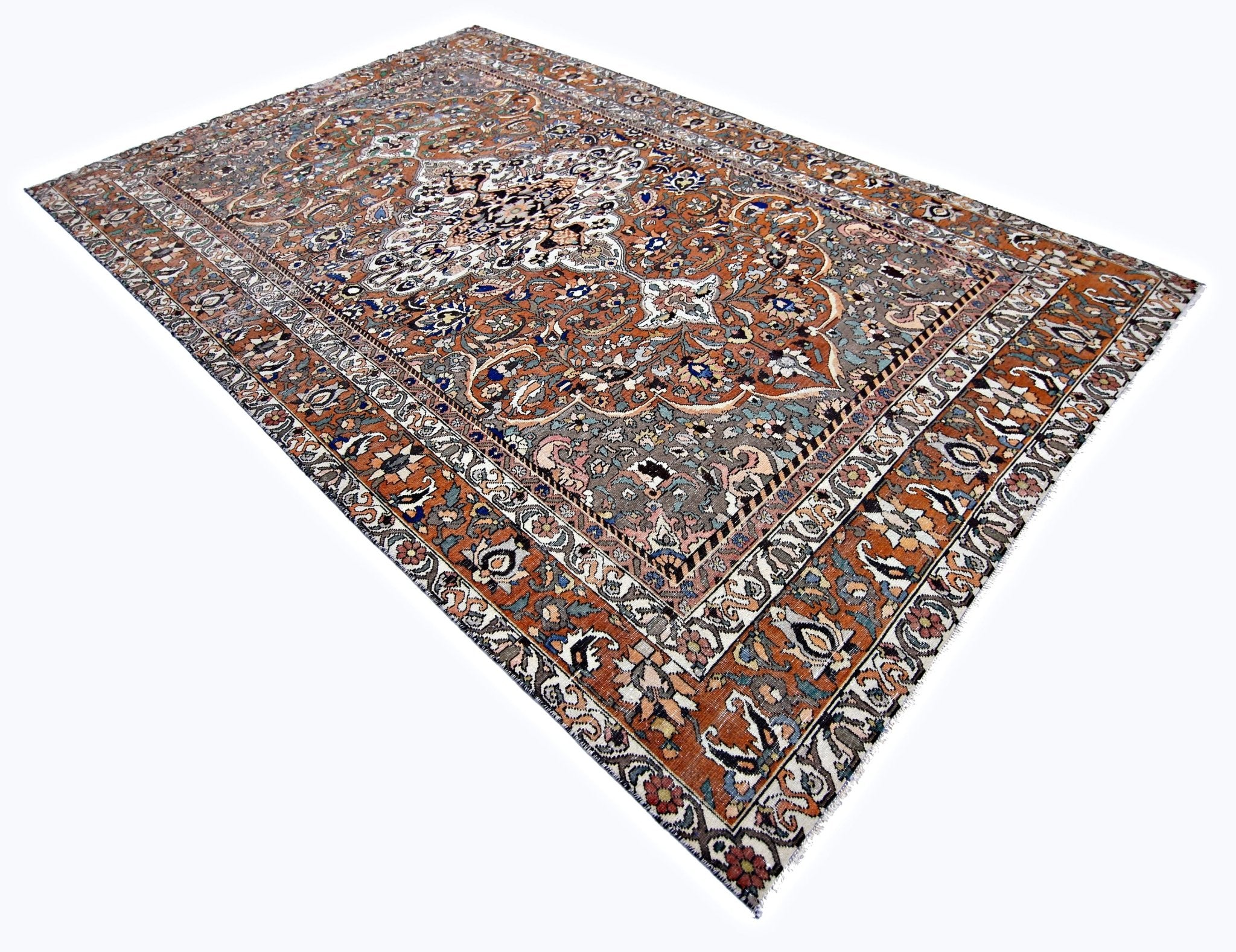 Handmade Vintage Persian Bakhtiar Rug | 314 x 200 cm | 10'4" x 6'7" - Najaf Rugs & Textile