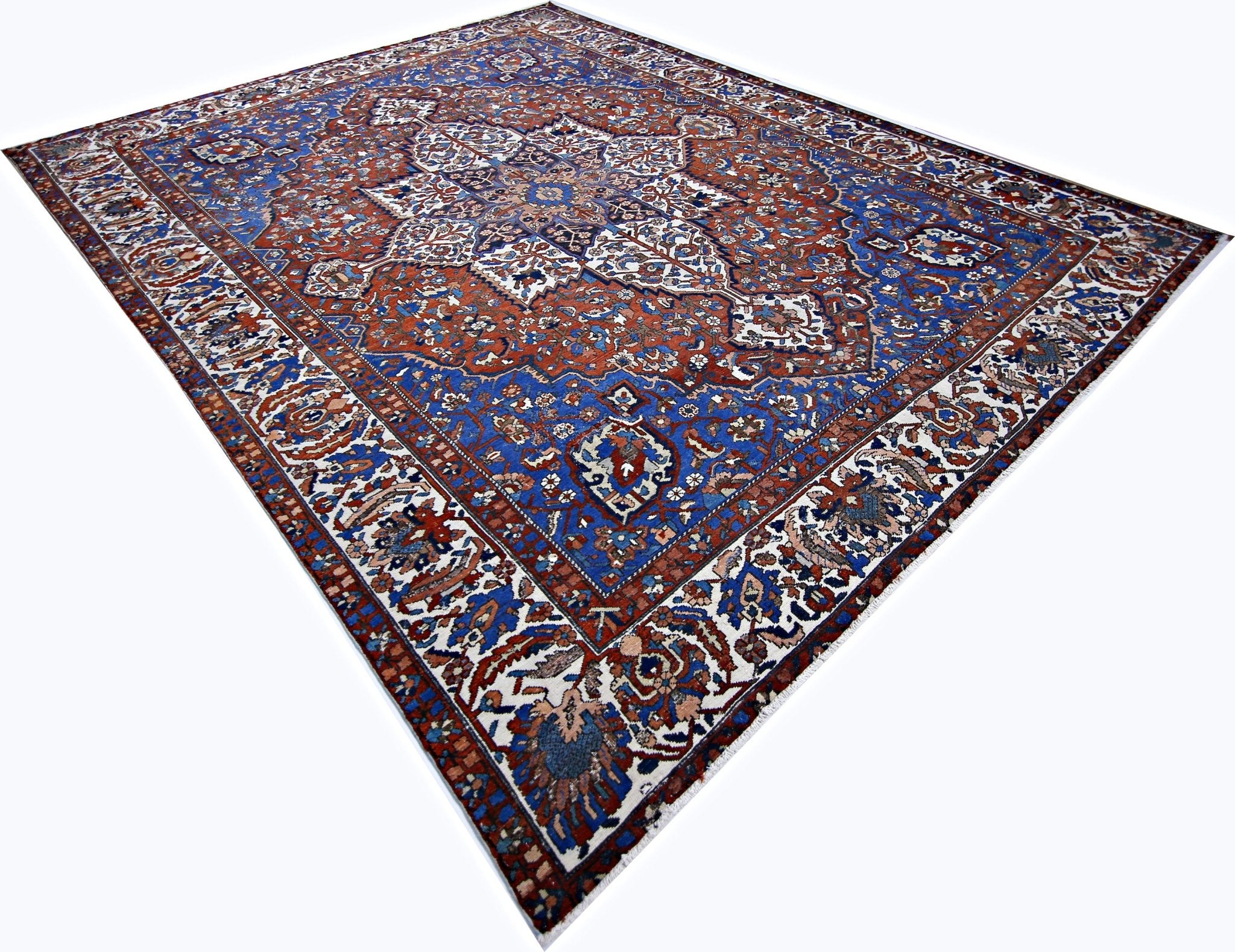 Handmade Vintage Persian Bakhtiar Rug | 410 x 315 cm | 13'6" x 10'4" - Najaf Rugs & Textile