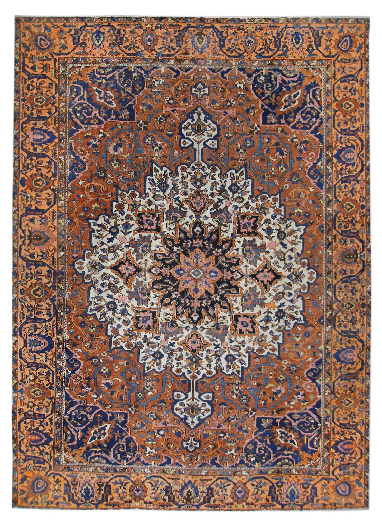 Handmade Vintage Persian Bakhtiar Rug | 456 x 347 cm | 15' x 11'4" - Najaf Rugs & Textile