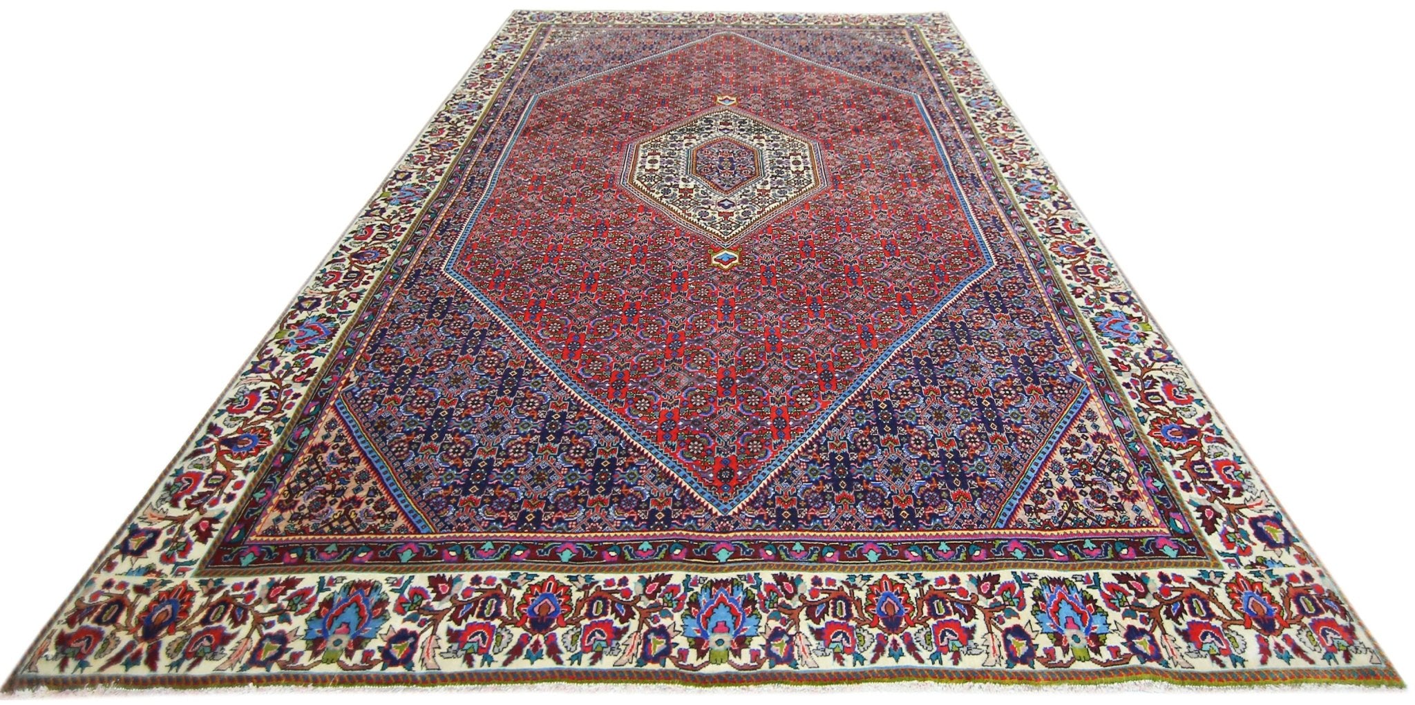 Handmade Vintage Persian Bidjar Rug | 289 x 194 cm | 9'6" x 6'4" - Najaf Rugs & Textile