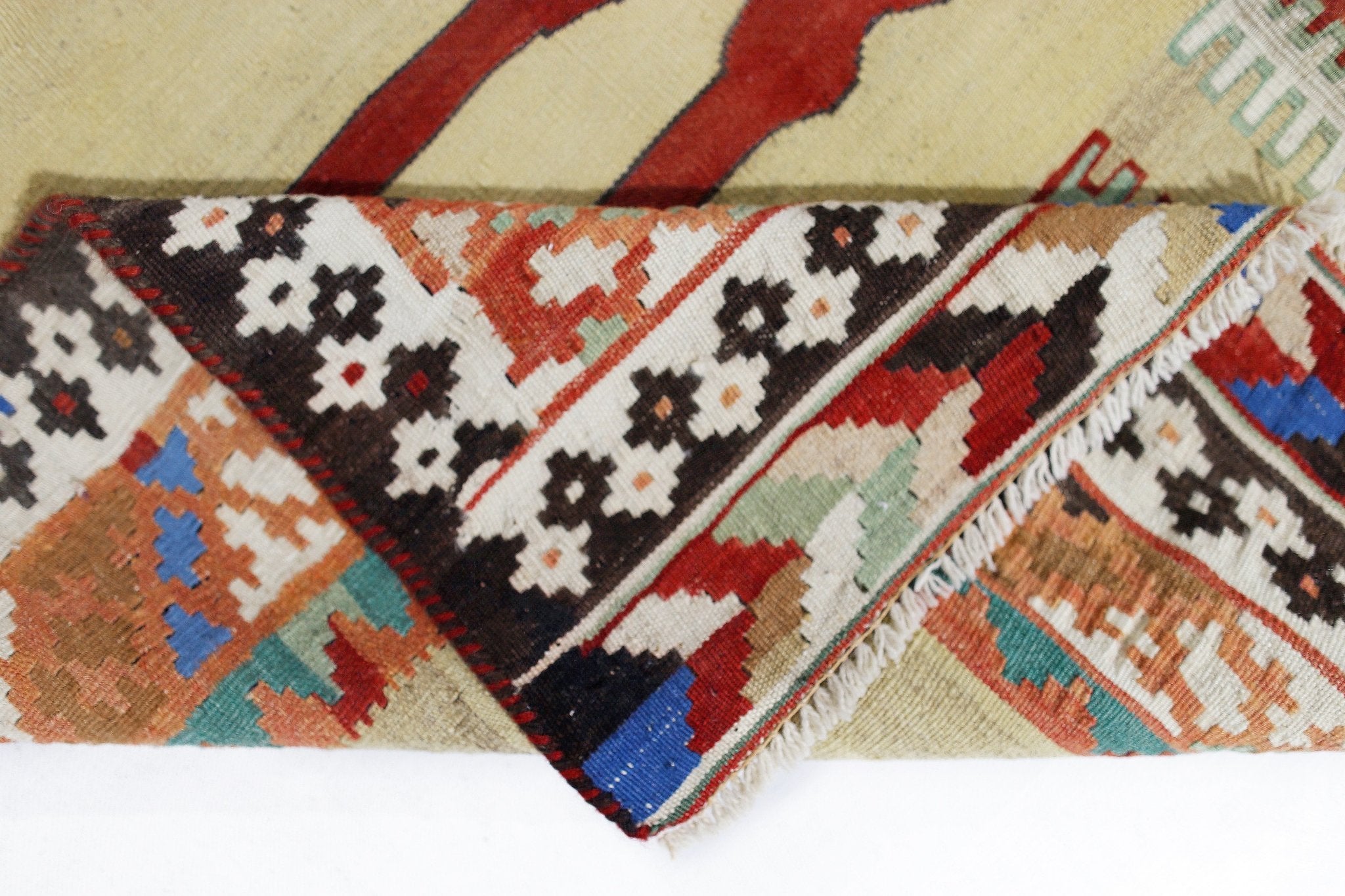 Handmade Vintage Persian Deer Kilim | 260 x 150 cm | 8'6" x 4'11" - Najaf Rugs & Textile