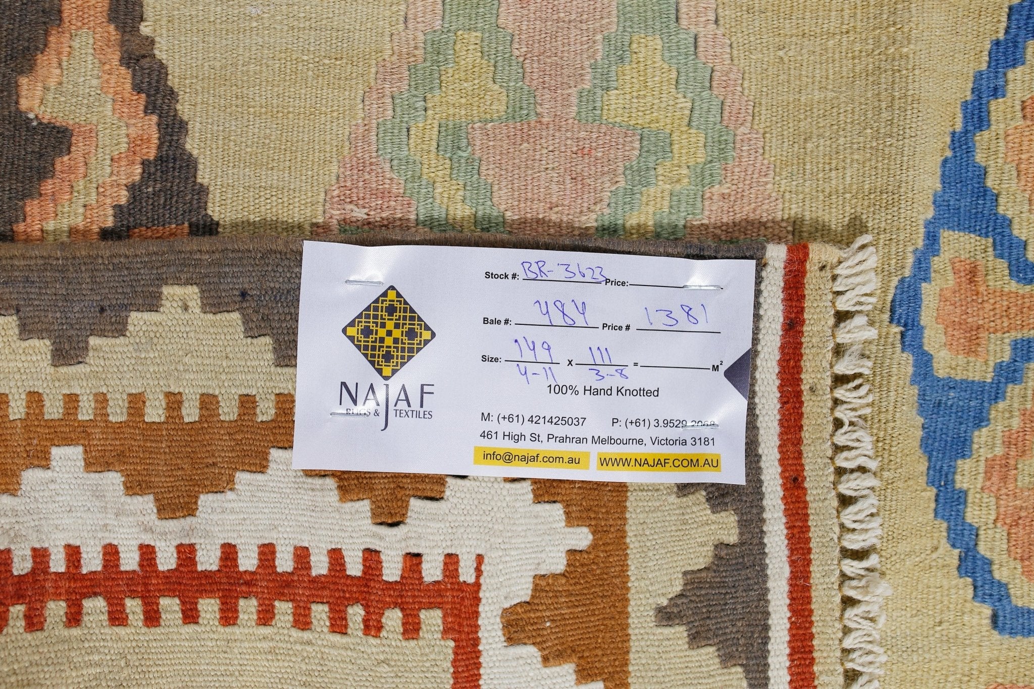 Handmade Vintage Persian Ghasghai Kilim | 149 x 111 cm | 4'11" x 3'8" - Najaf Rugs & Textile