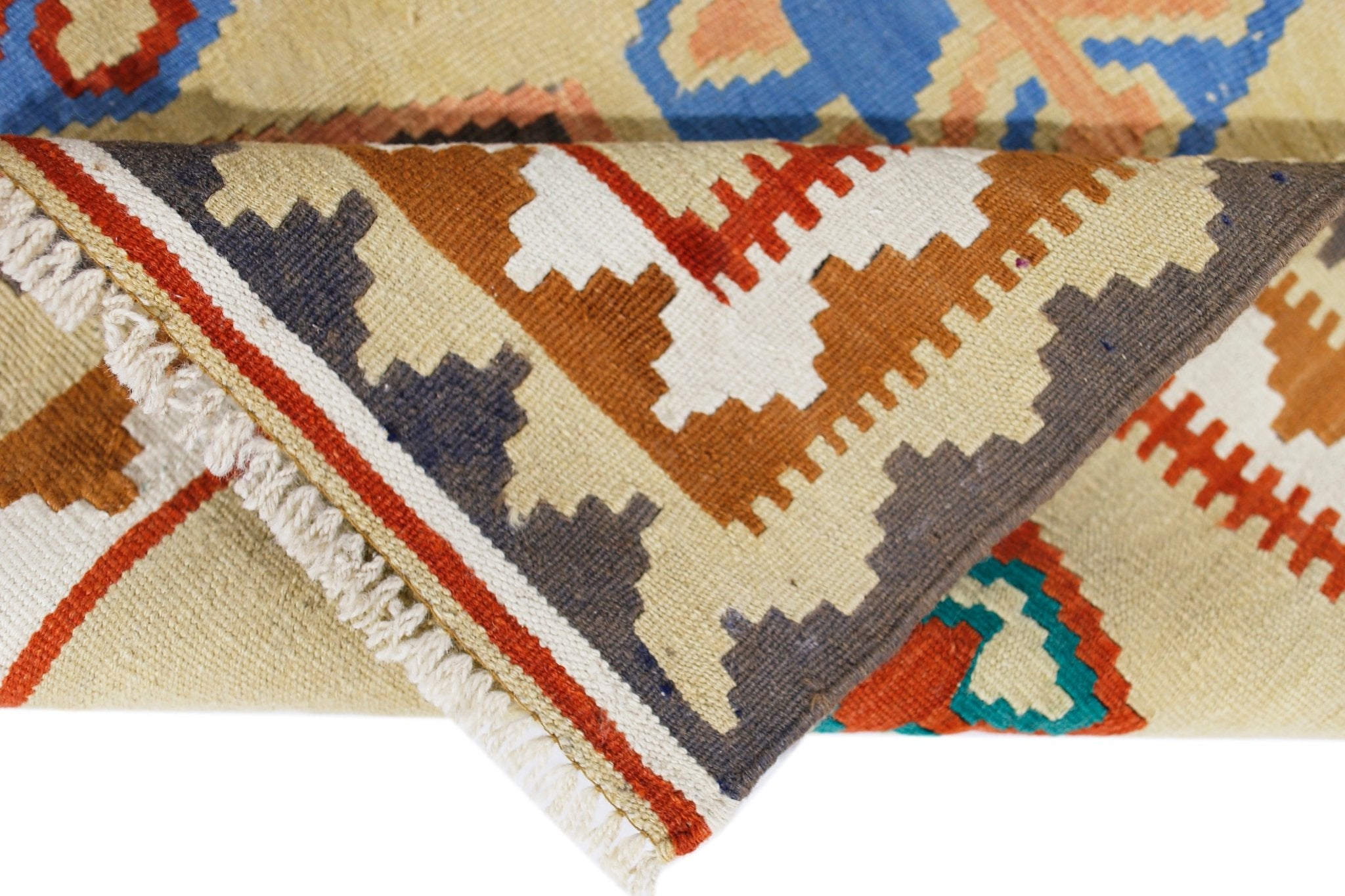 Handmade Vintage Persian Ghasghai Kilim | 149 x 111 cm | 4'11" x 3'8" - Najaf Rugs & Textile