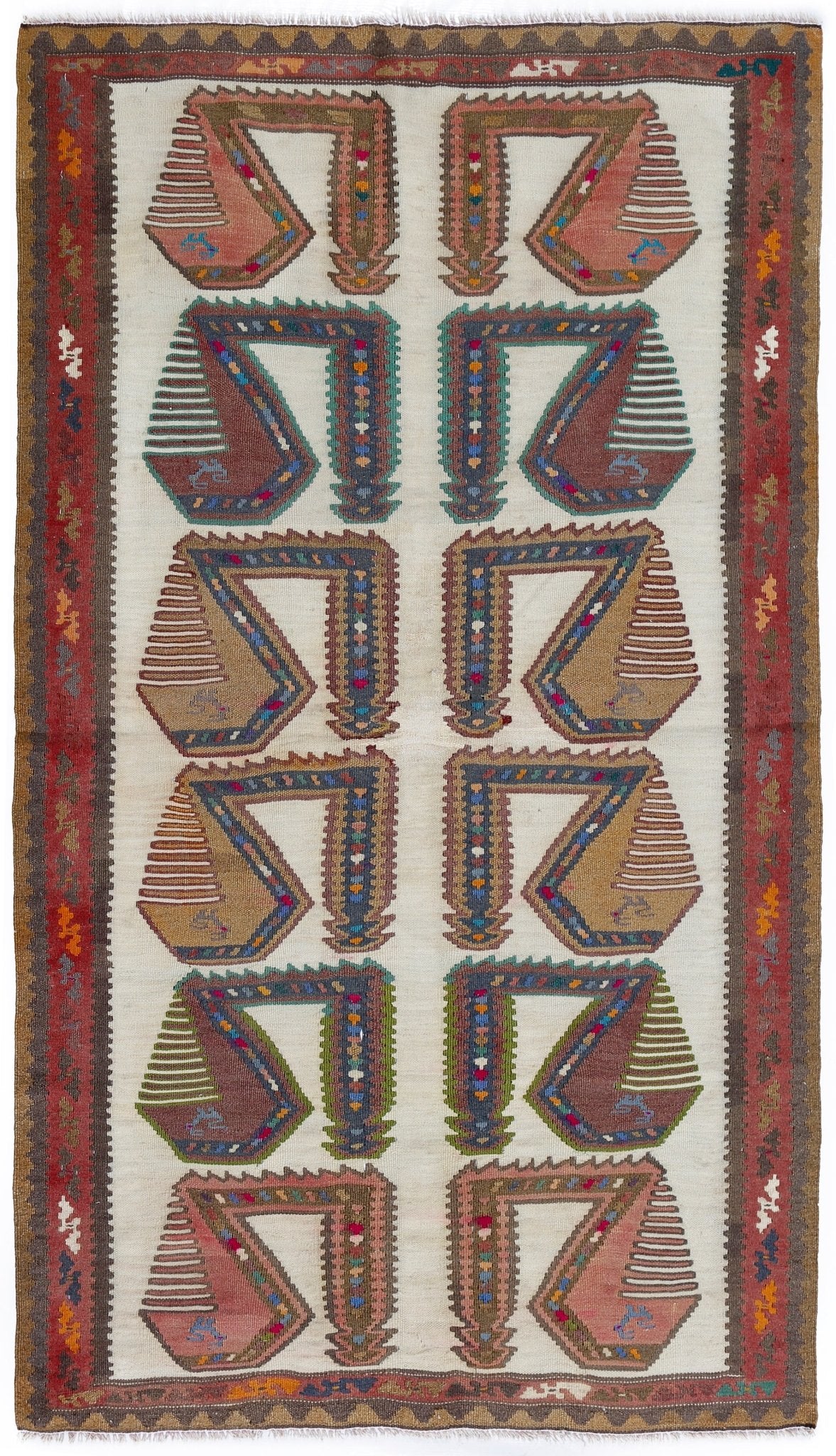 Handmade Vintage Persian Ghasghai Kilim | 178 x 101 cm | 5'10" x 3'4" - Najaf Rugs & Textile