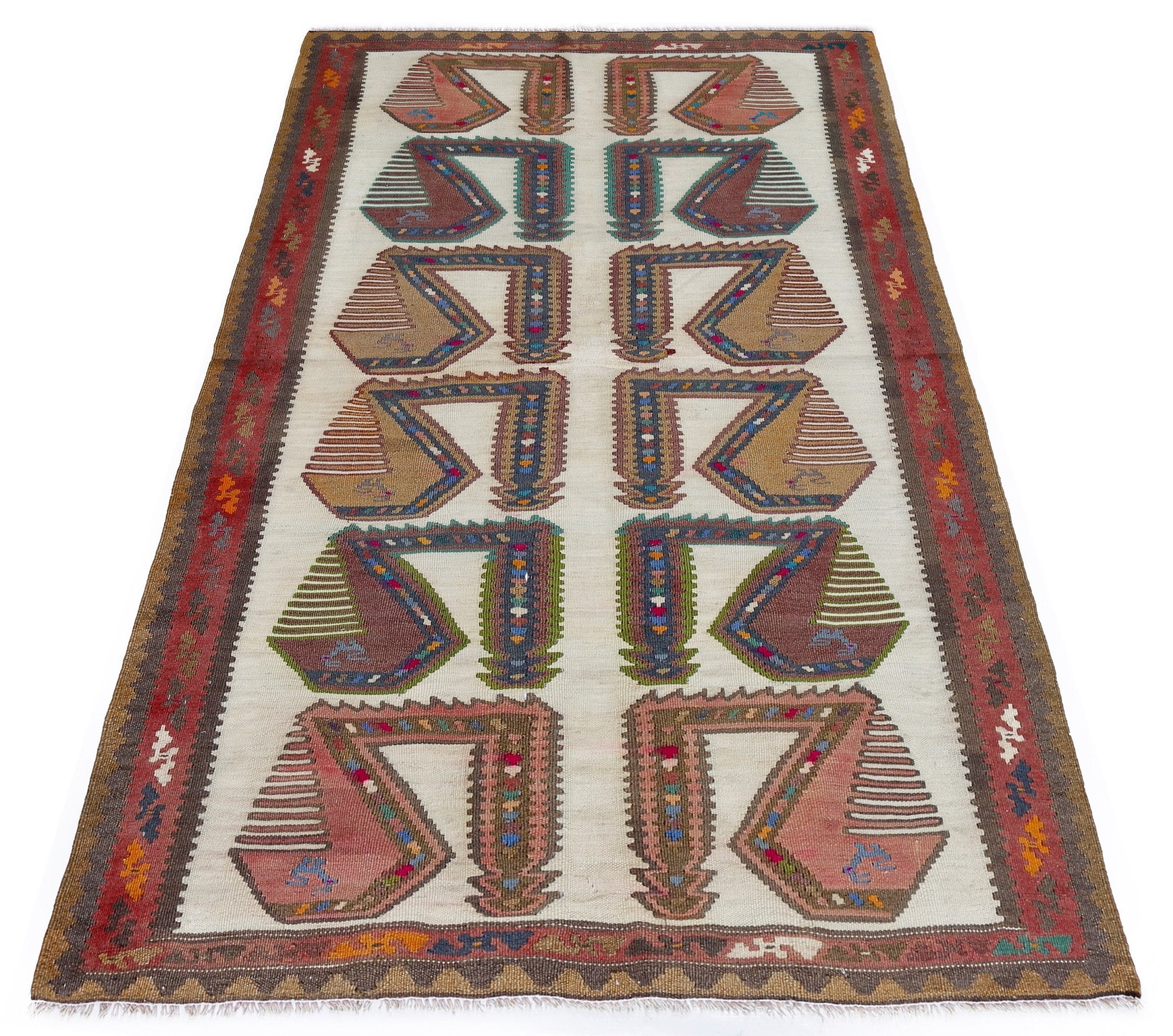 Handmade Vintage Persian Ghasghai Kilim | 178 x 101 cm | 5'10" x 3'4" - Najaf Rugs & Textile