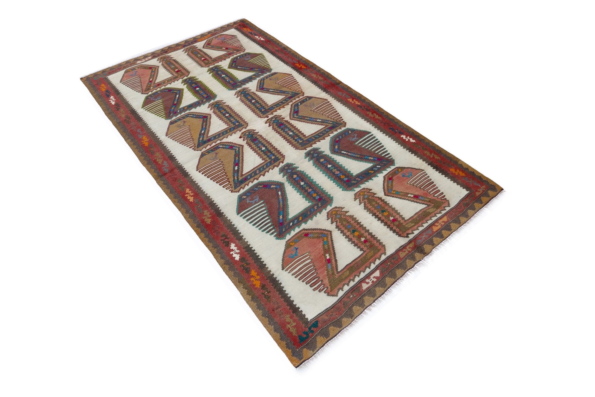 Handmade Vintage Persian Ghasghai Kilim | 178 x 101 cm | 5'10" x 3'4" - Najaf Rugs & Textile