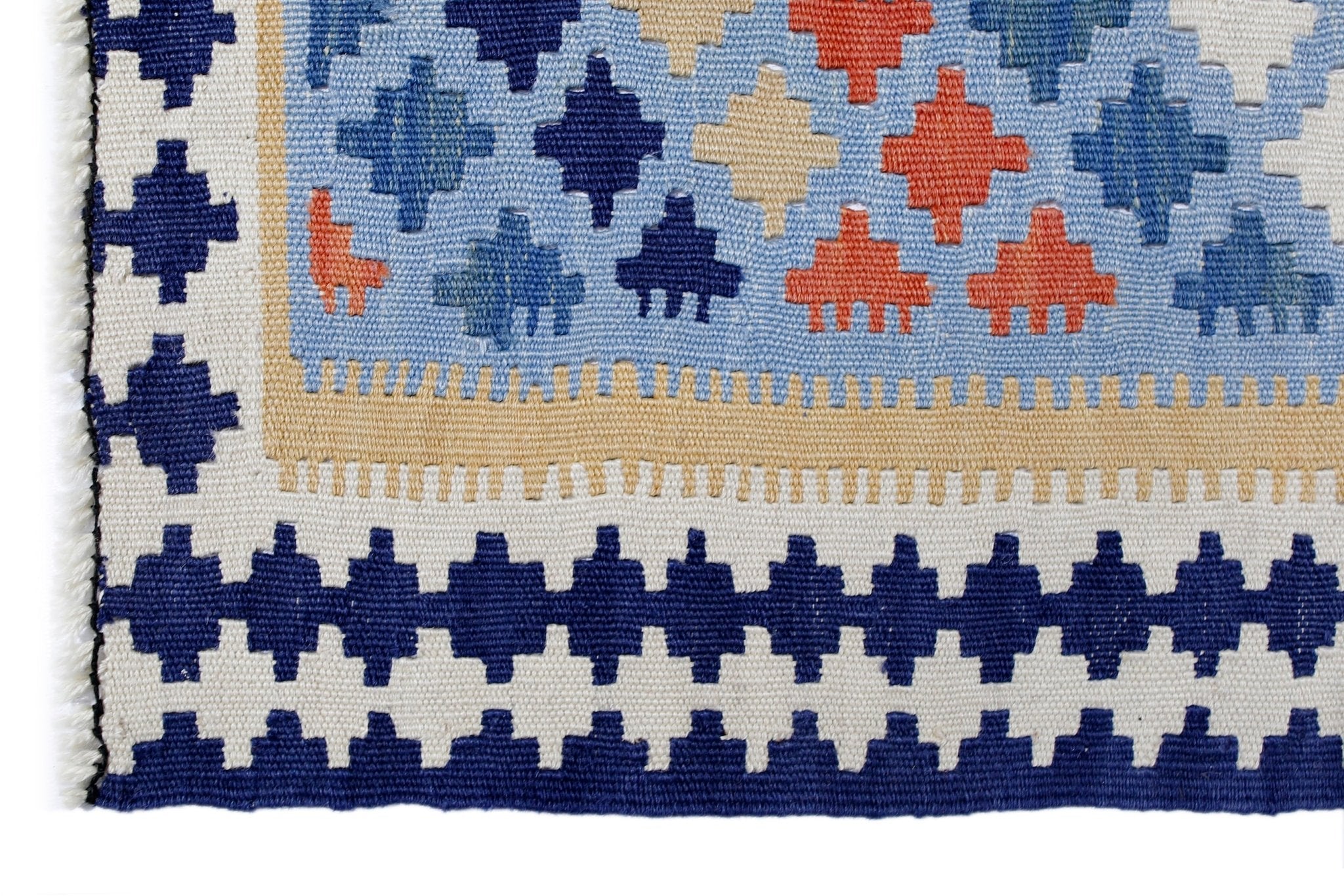 Handmade Vintage Persian Ghasghai Kilim | 191 x 155 cm | 6'3" x 5'1" - Najaf Rugs & Textile