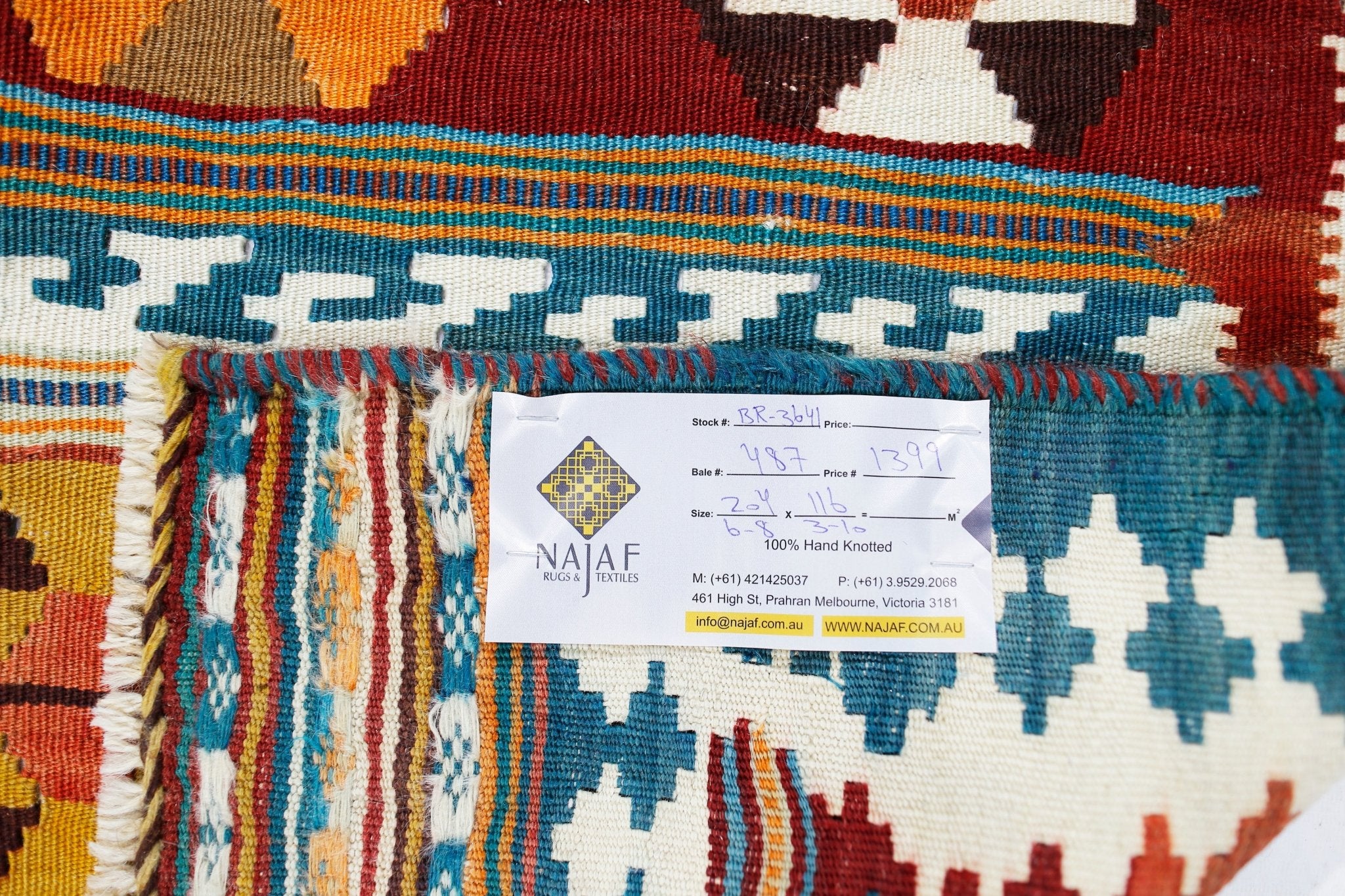 Handmade Vintage Persian Ghasghai Kilim | 204 x 116 cm | 6'8" x 3'10" - Najaf Rugs & Textile