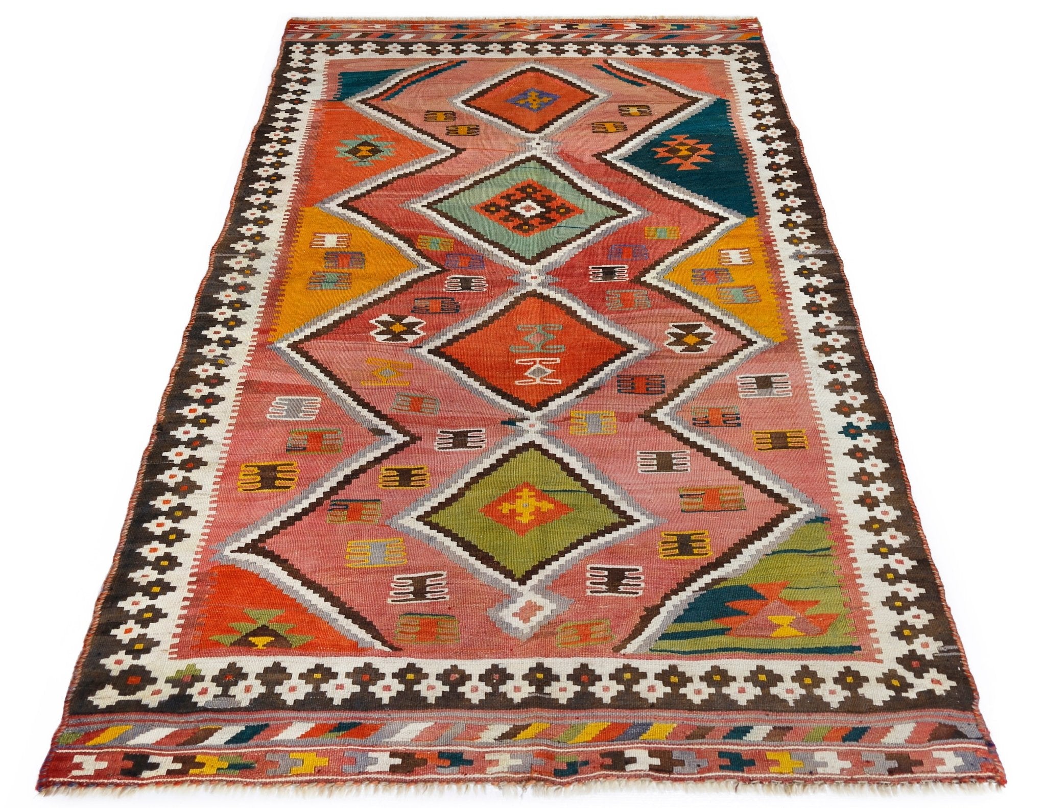 Handmade Vintage Persian Ghasghai Kilim | 212 x 129 cm | 6'11" x 4'3" - Najaf Rugs & Textile