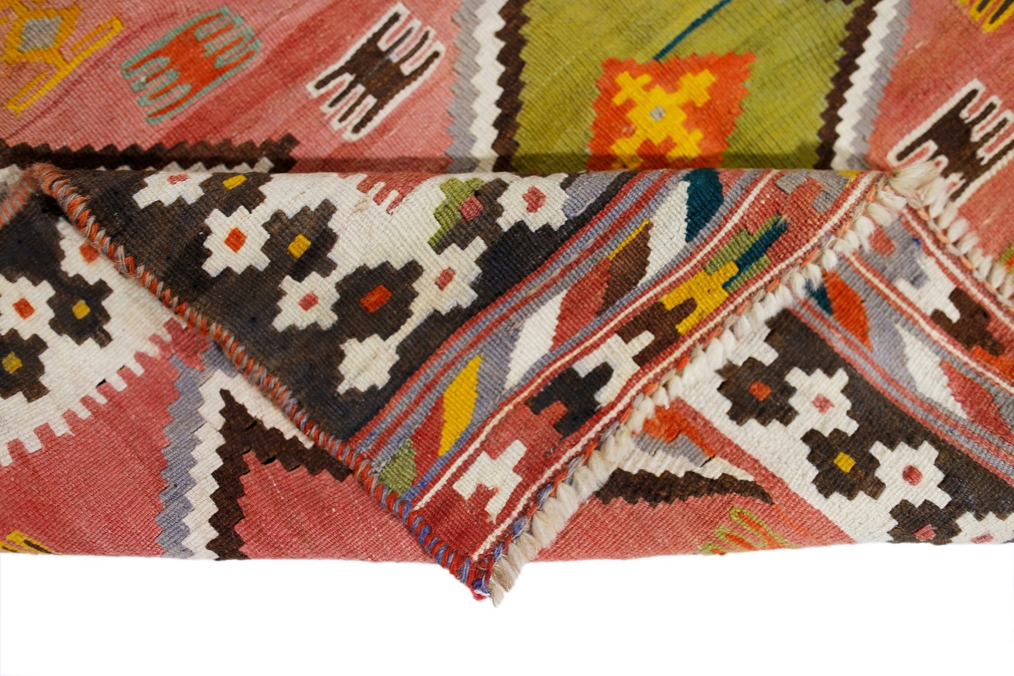 Handmade Vintage Persian Ghasghai Kilim | 212 x 129 cm | 6'11" x 4'3" - Najaf Rugs & Textile