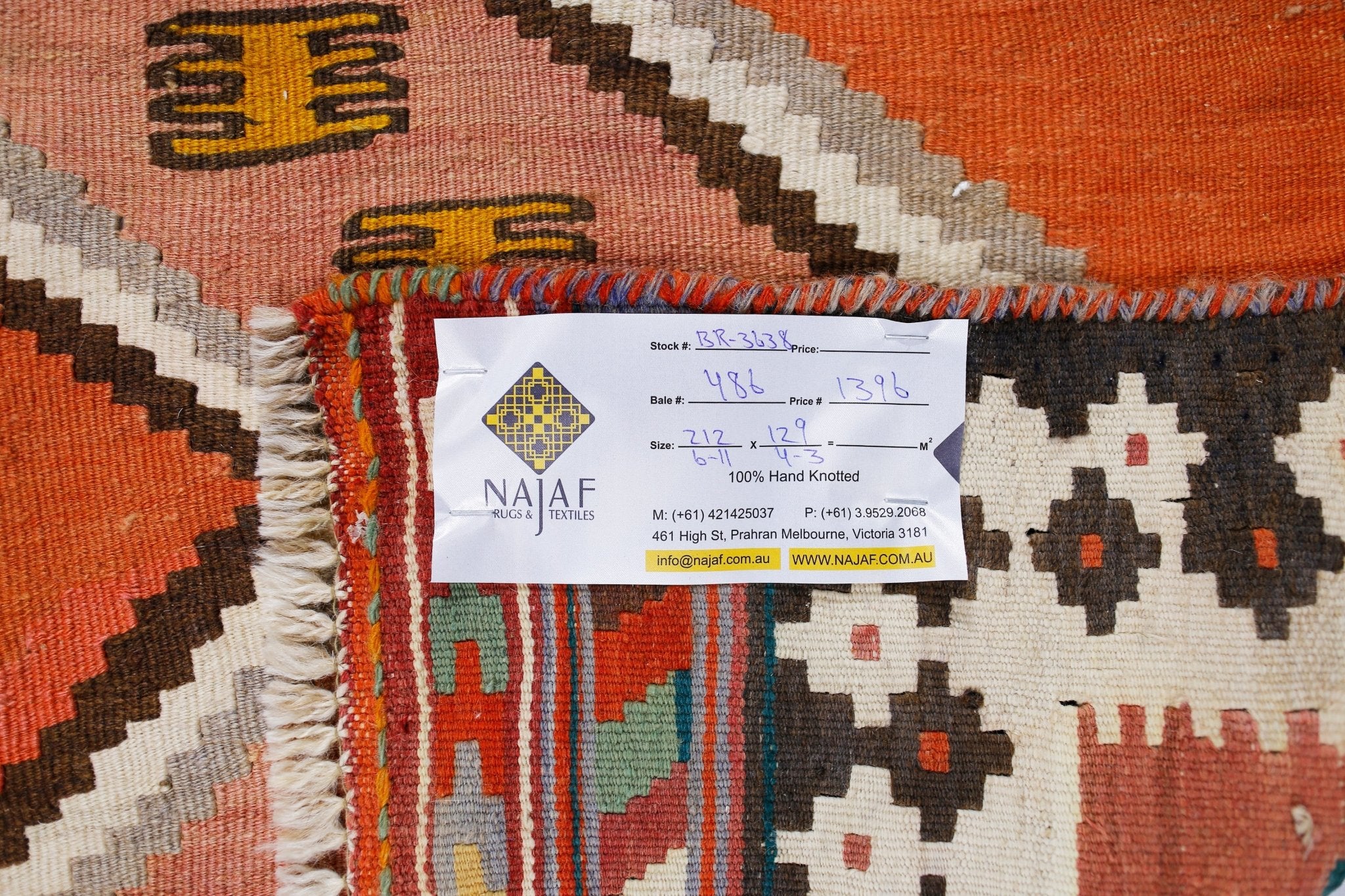 Handmade Vintage Persian Ghasghai Kilim | 212 x 129 cm | 6'11" x 4'3" - Najaf Rugs & Textile