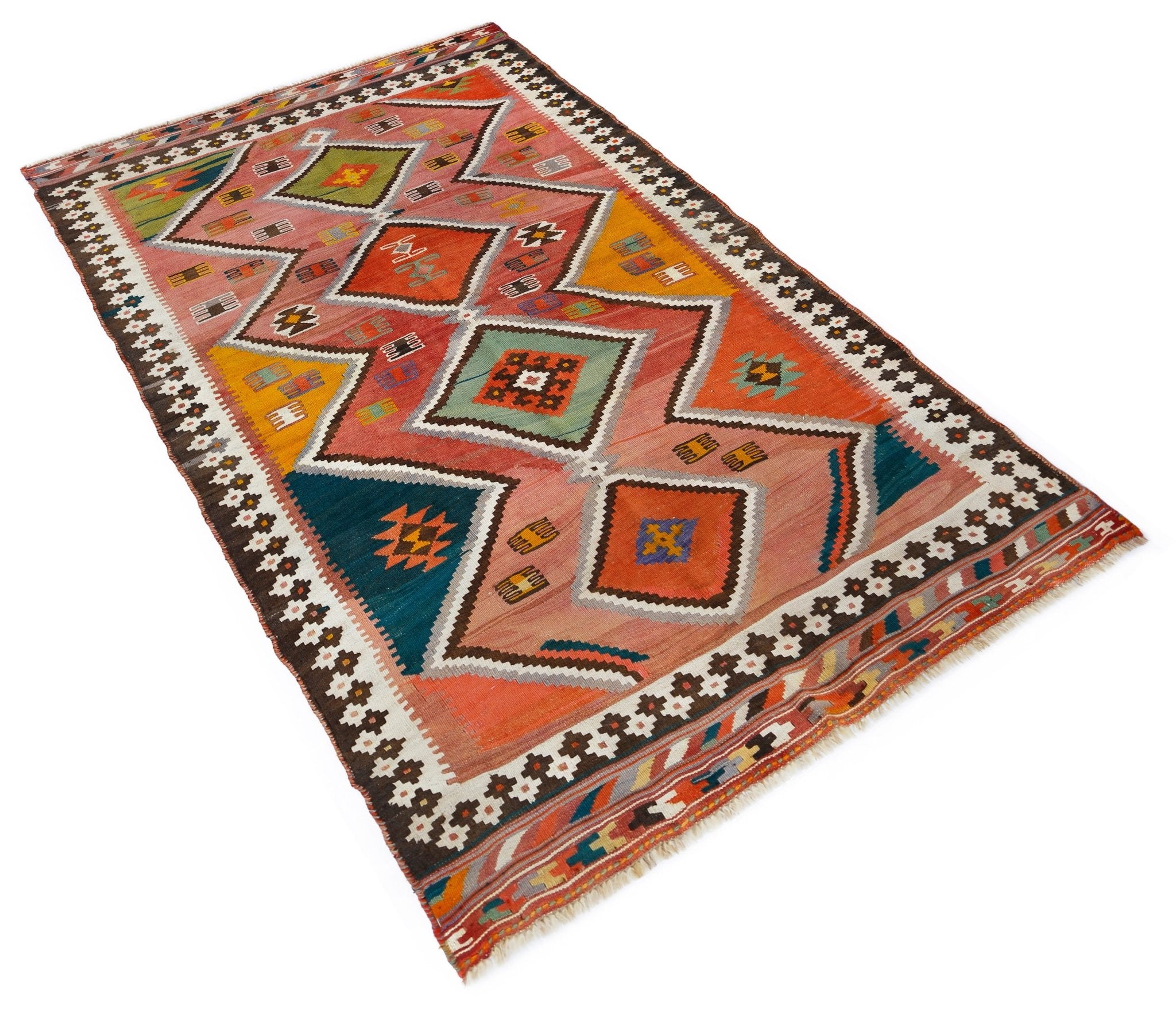 Handmade Vintage Persian Ghasghai Kilim | 212 x 129 cm | 6'11" x 4'3" - Najaf Rugs & Textile