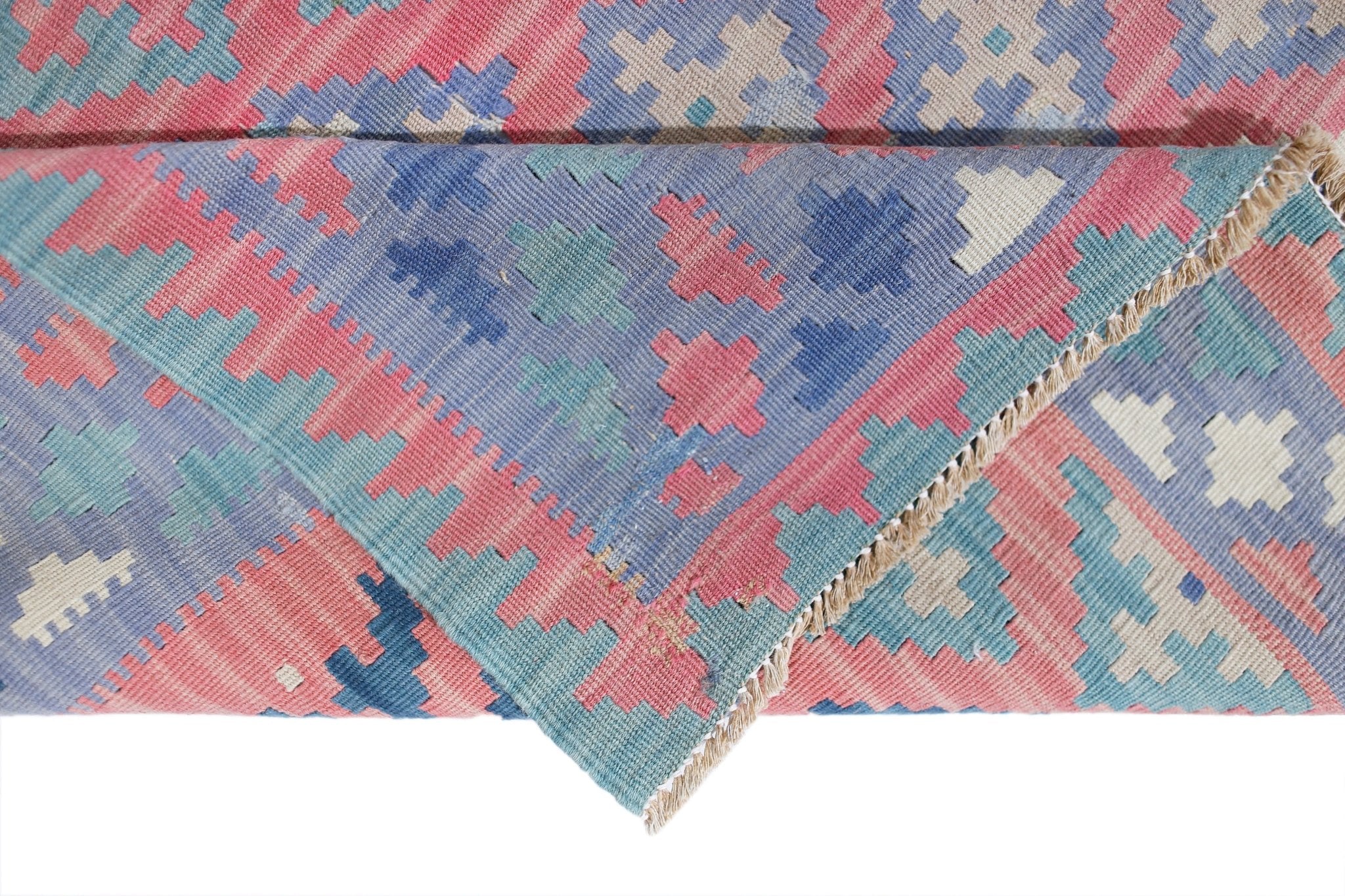 Handmade Vintage Persian Ghasghai Kilim | 218 x 164 cm | 7'2" x 5'5" - Najaf Rugs & Textile