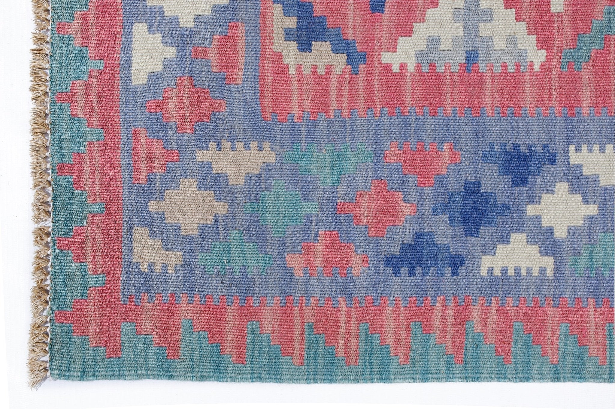 Handmade Vintage Persian Ghasghai Kilim | 218 x 164 cm | 7'2" x 5'5" - Najaf Rugs & Textile