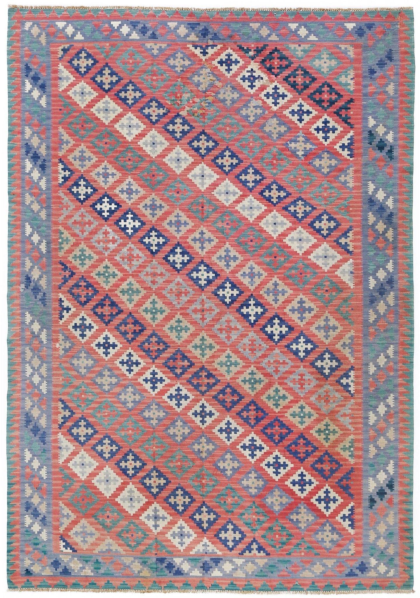 Handmade Vintage Persian Ghasghai Kilim | 218 x 164 cm | 7'2" x 5'5" - Najaf Rugs & Textile