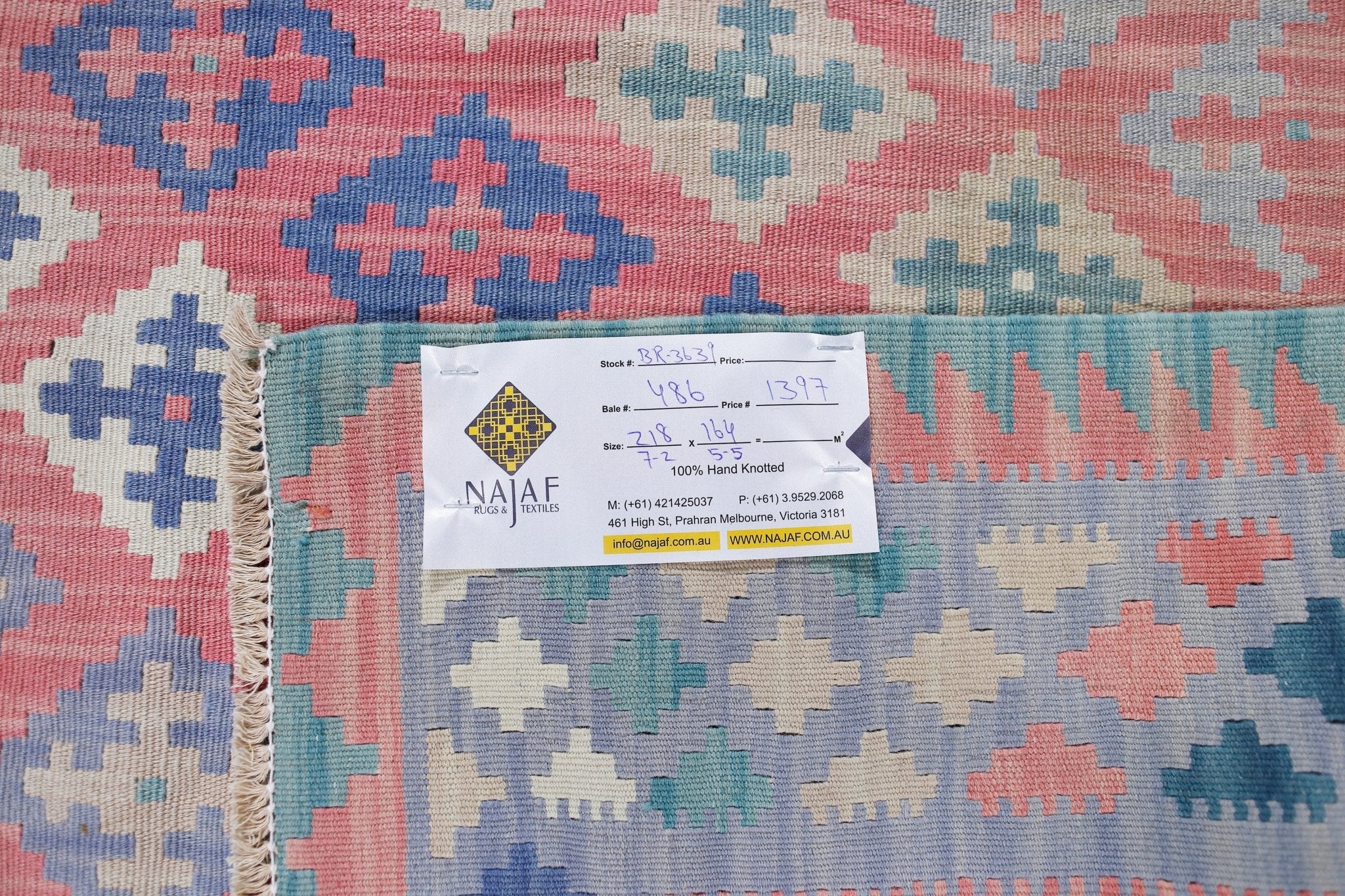 Handmade Vintage Persian Ghasghai Kilim | 218 x 164 cm | 7'2" x 5'5" - Najaf Rugs & Textile