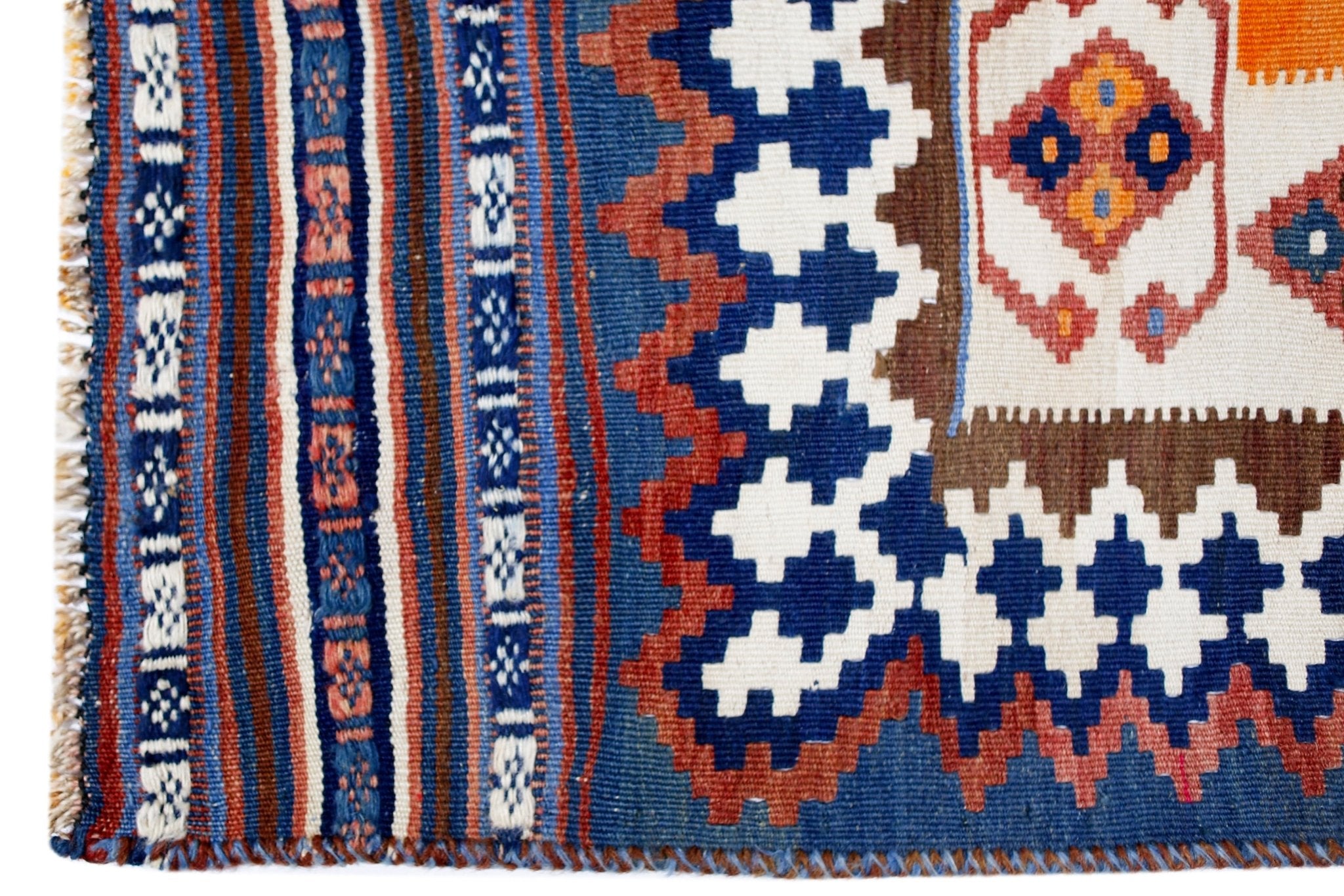 Handmade Vintage Persian Ghasghai Kilim | 246 x 147 cm | 8'1" x 4'10" - Najaf Rugs & Textile