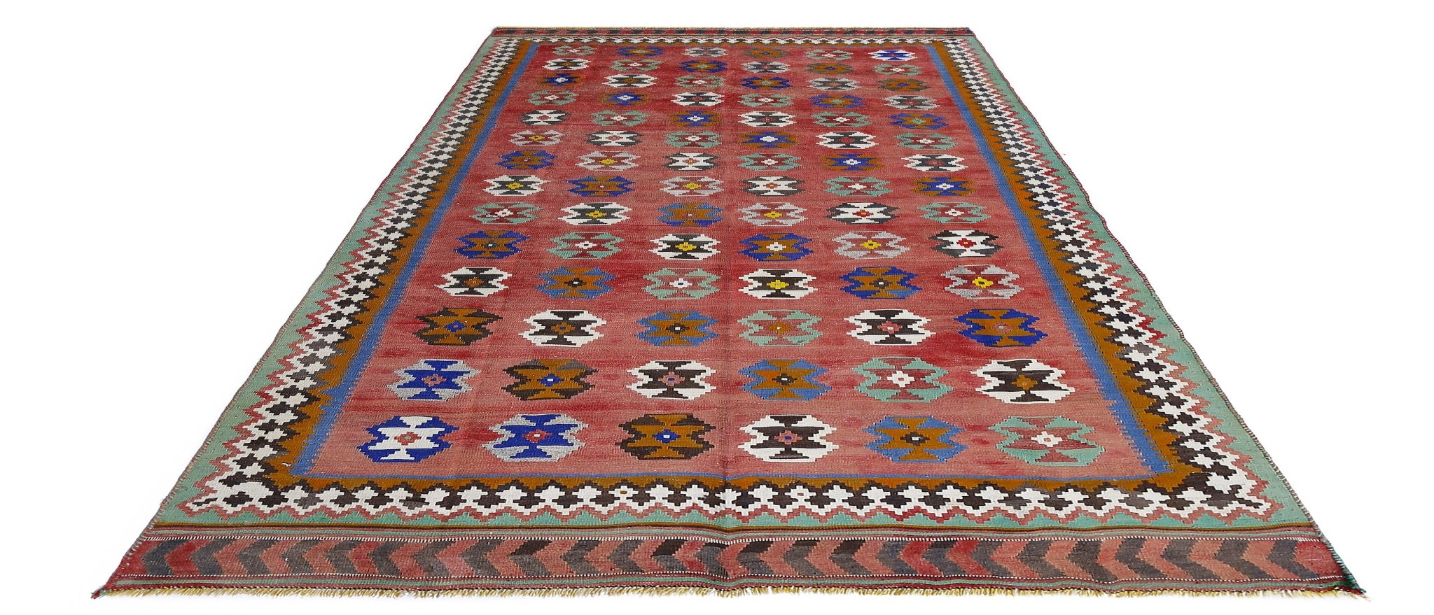 Handmade Vintage Persian Ghasghai Kilim | 256 x 142 cm | 8'5" x 4'8" - Najaf Rugs & Textile