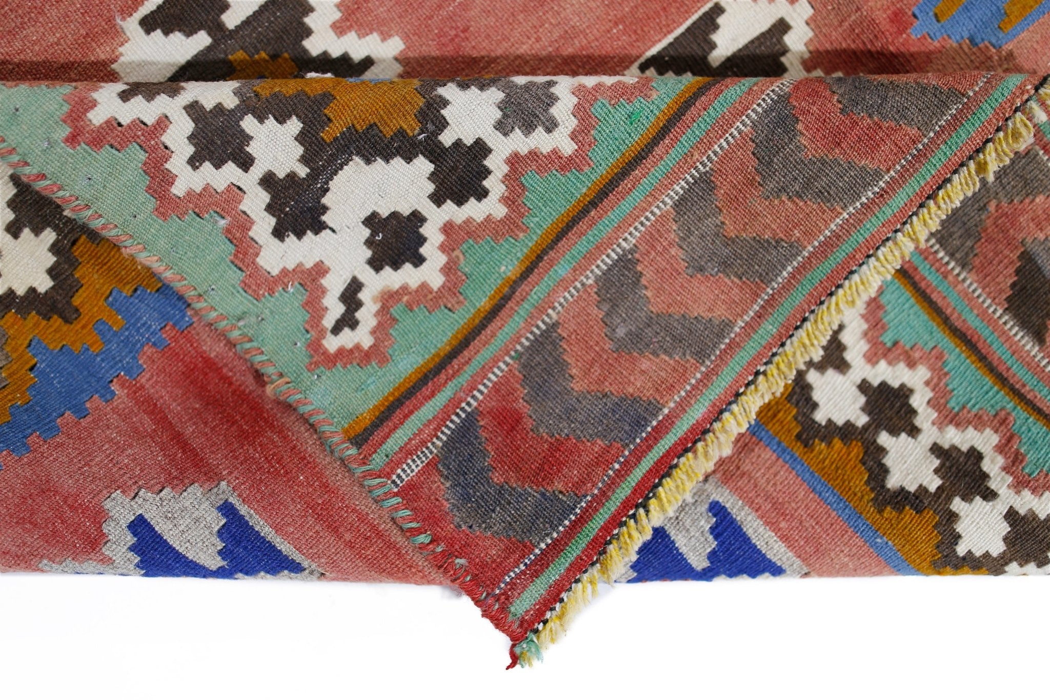 Handmade Vintage Persian Ghasghai Kilim | 256 x 142 cm | 8'5" x 4'8" - Najaf Rugs & Textile