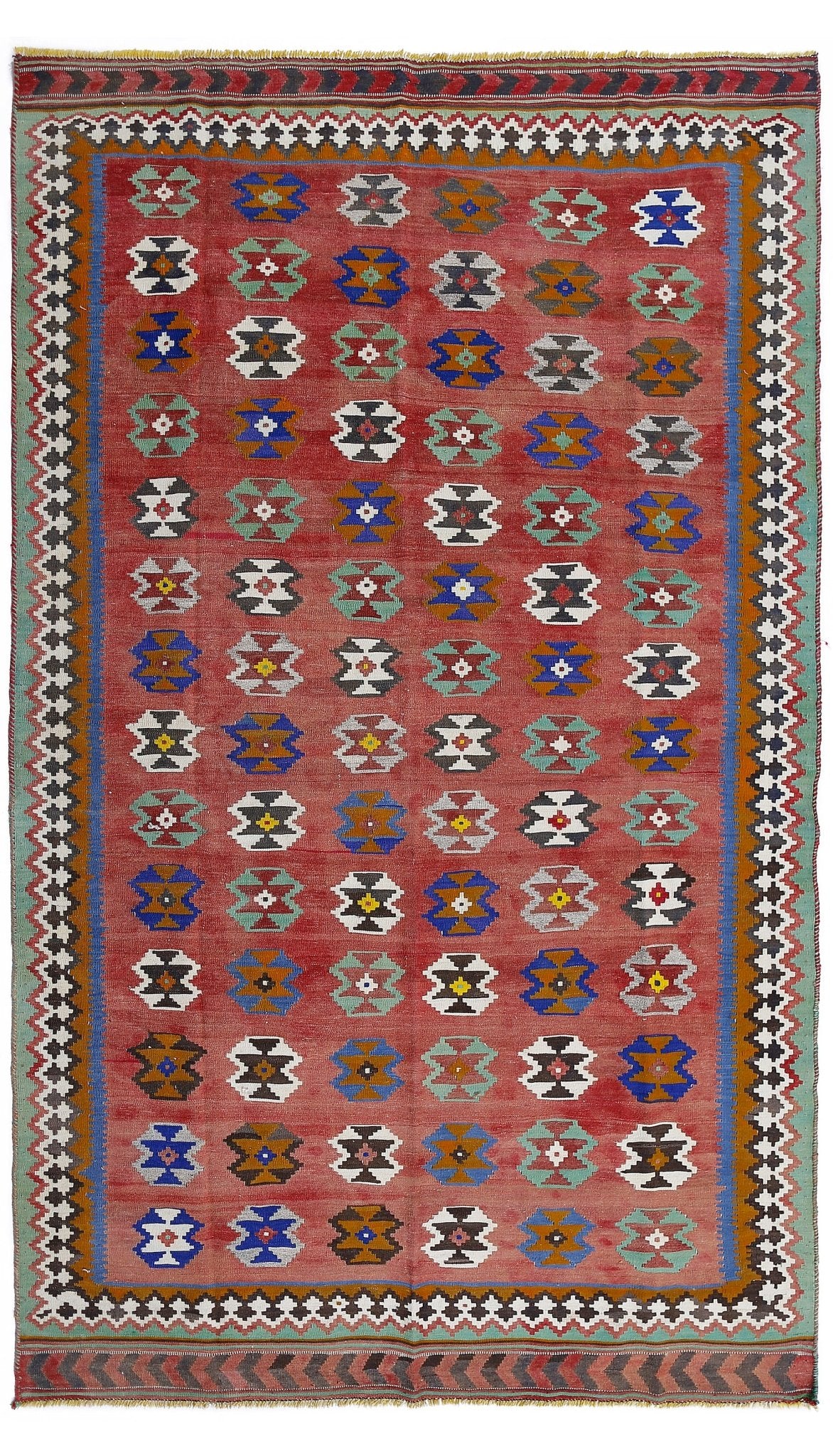 Handmade Vintage Persian Ghasghai Kilim | 256 x 142 cm | 8'5" x 4'8" - Najaf Rugs & Textile