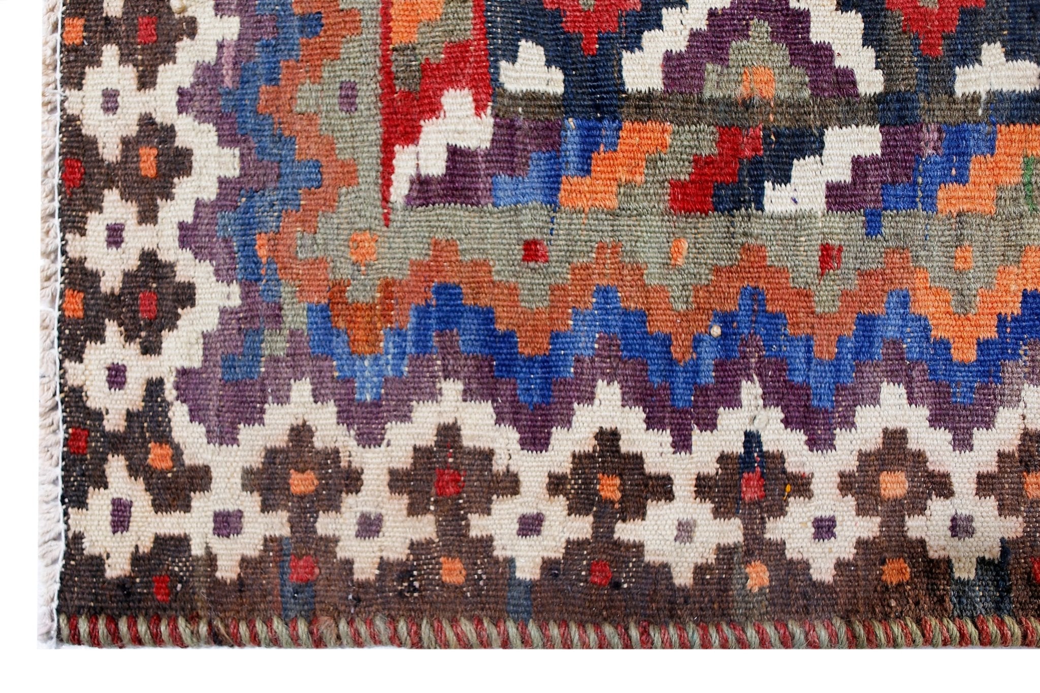 Handmade Vintage Persian Ghasghai Kilim | 262 x 176 cm | 8'7" x 5'9" - Najaf Rugs & Textile