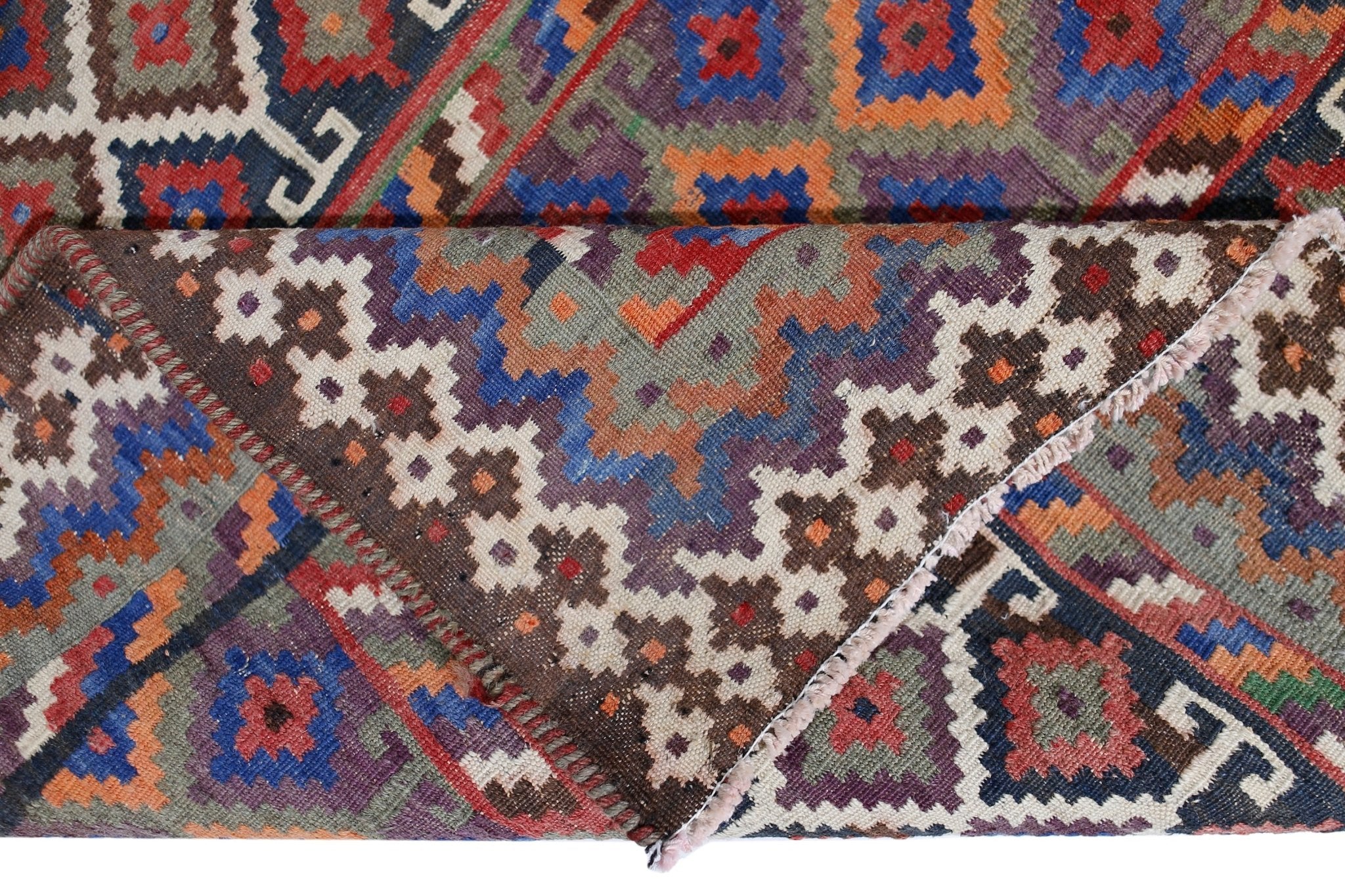 Handmade Vintage Persian Ghasghai Kilim | 262 x 176 cm | 8'7" x 5'9" - Najaf Rugs & Textile