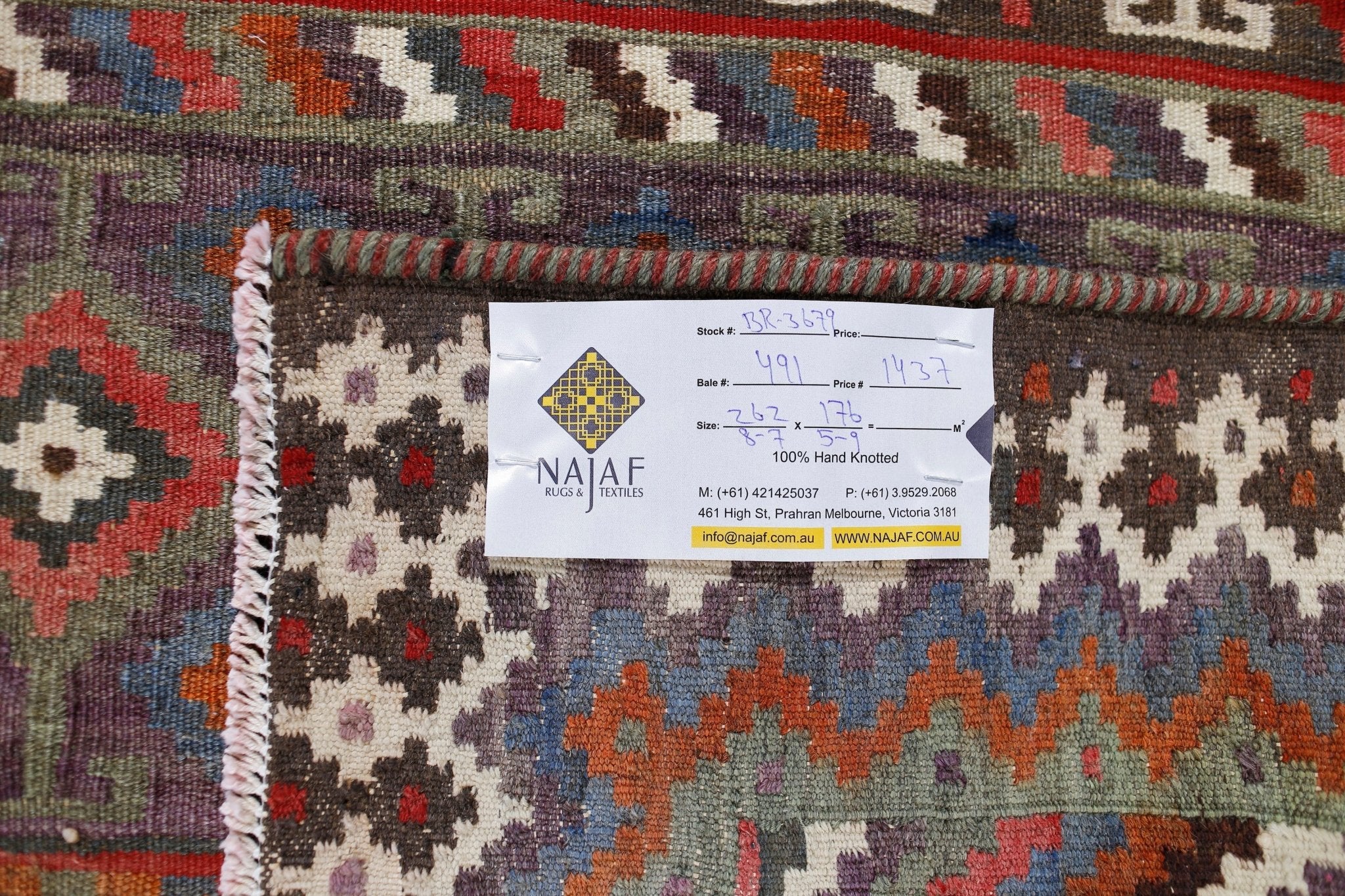 Handmade Vintage Persian Ghasghai Kilim | 262 x 176 cm | 8'7" x 5'9" - Najaf Rugs & Textile