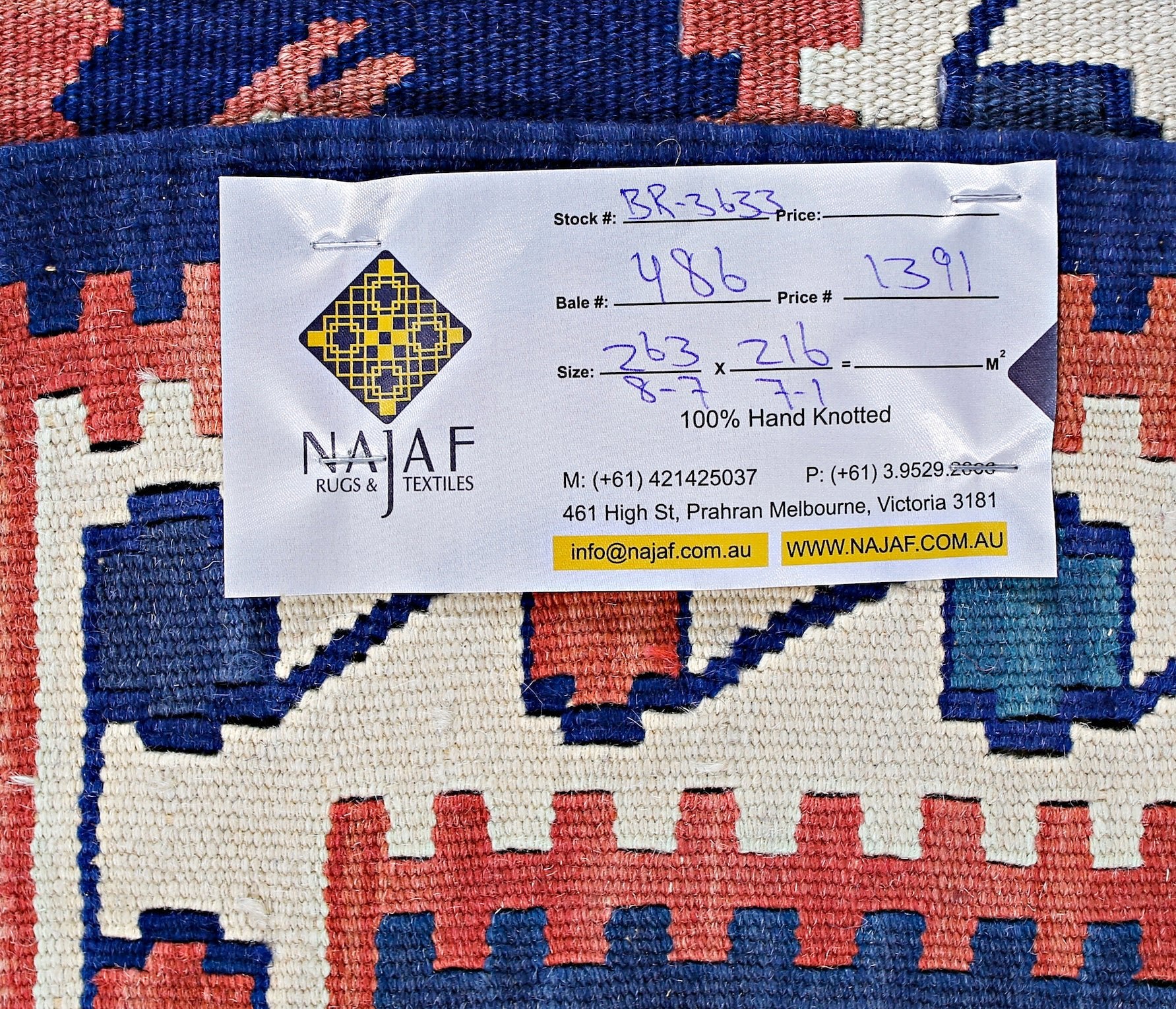 Handmade Vintage Persian Ghasghai Kilim | 263 x 216 cm | 8'7" x 7'1" - Najaf Rugs & Textile