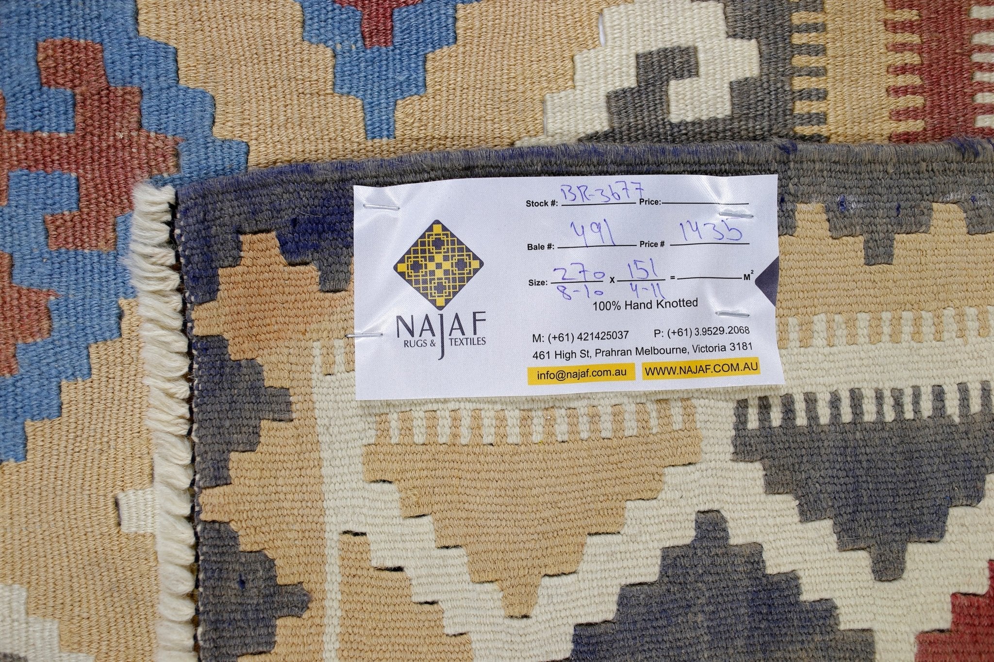 Handmade Vintage Persian Ghasghai Kilim | 270 x 151 cm | 8'10" x 4'11" - Najaf Rugs & Textile