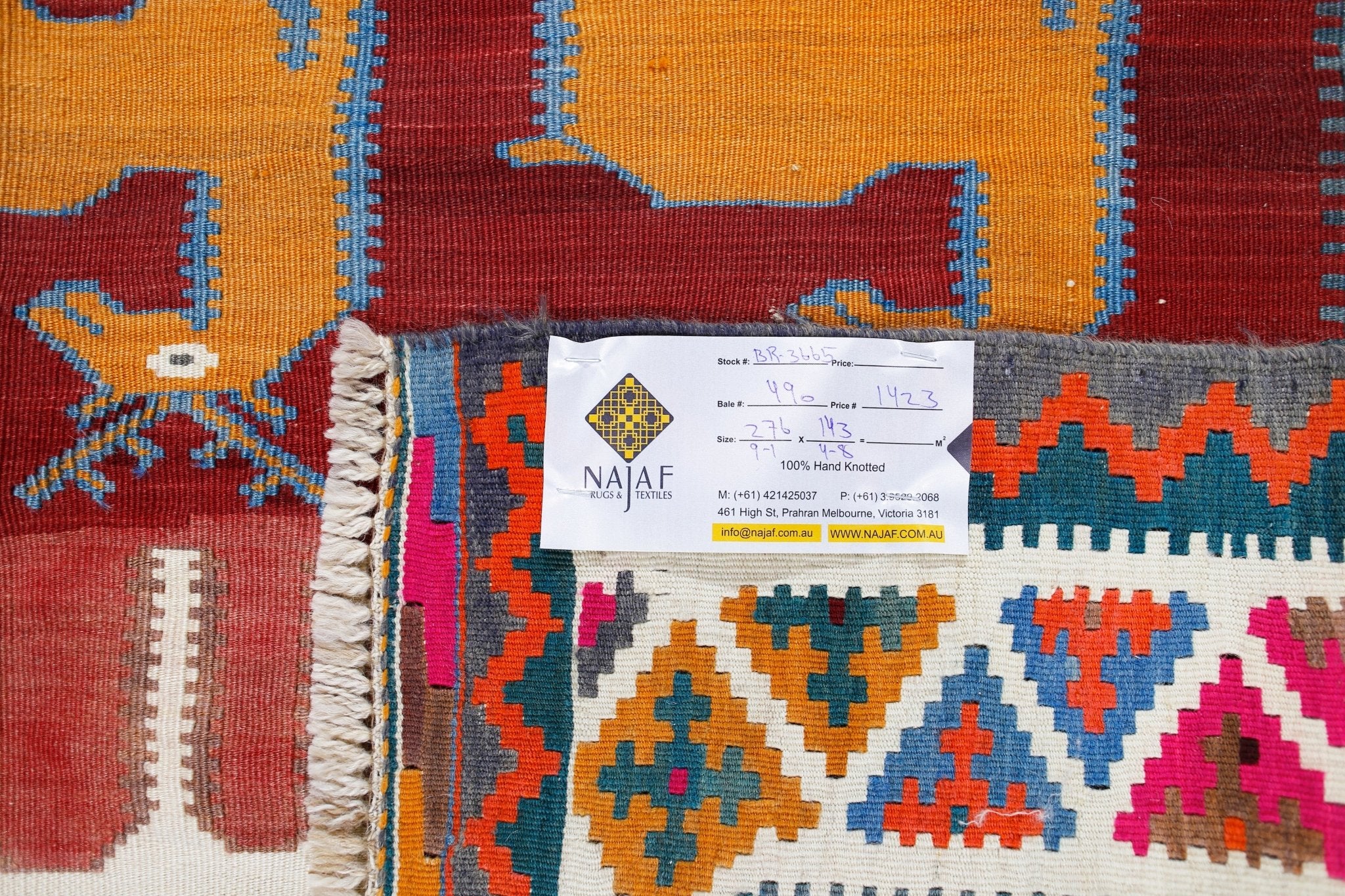 Handmade Vintage Persian Ghasghai Kilim | 276 x 143 cm | 9'1" x 4'8" - Najaf Rugs & Textile