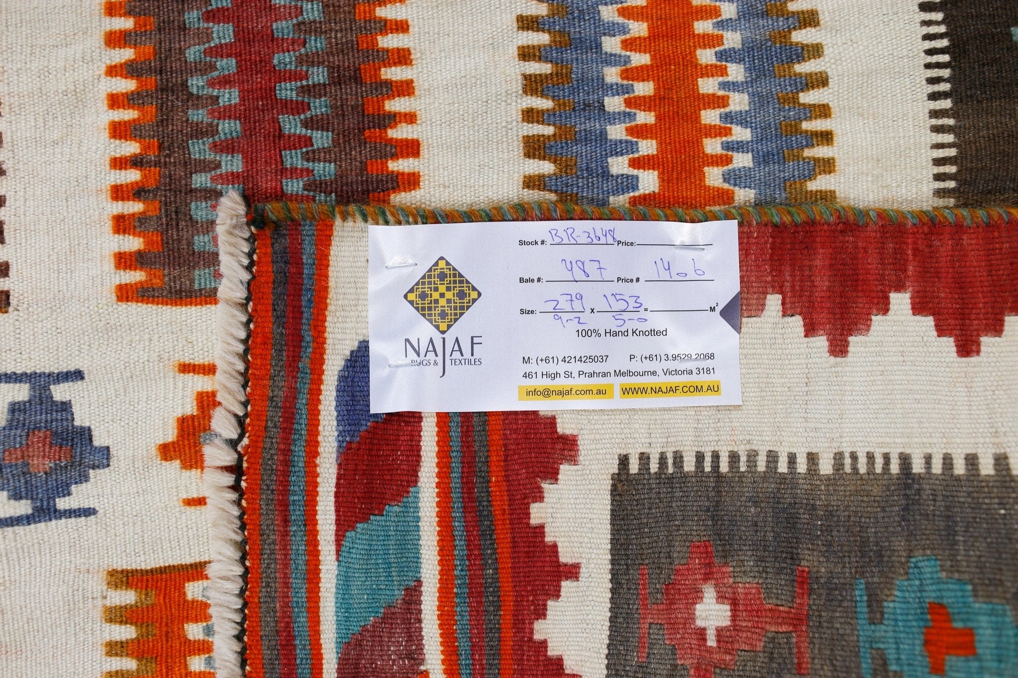 Handmade Vintage Persian Ghasghai Kilim | 279 x 153 cm | 9'2" x 5' - Najaf Rugs & Textile