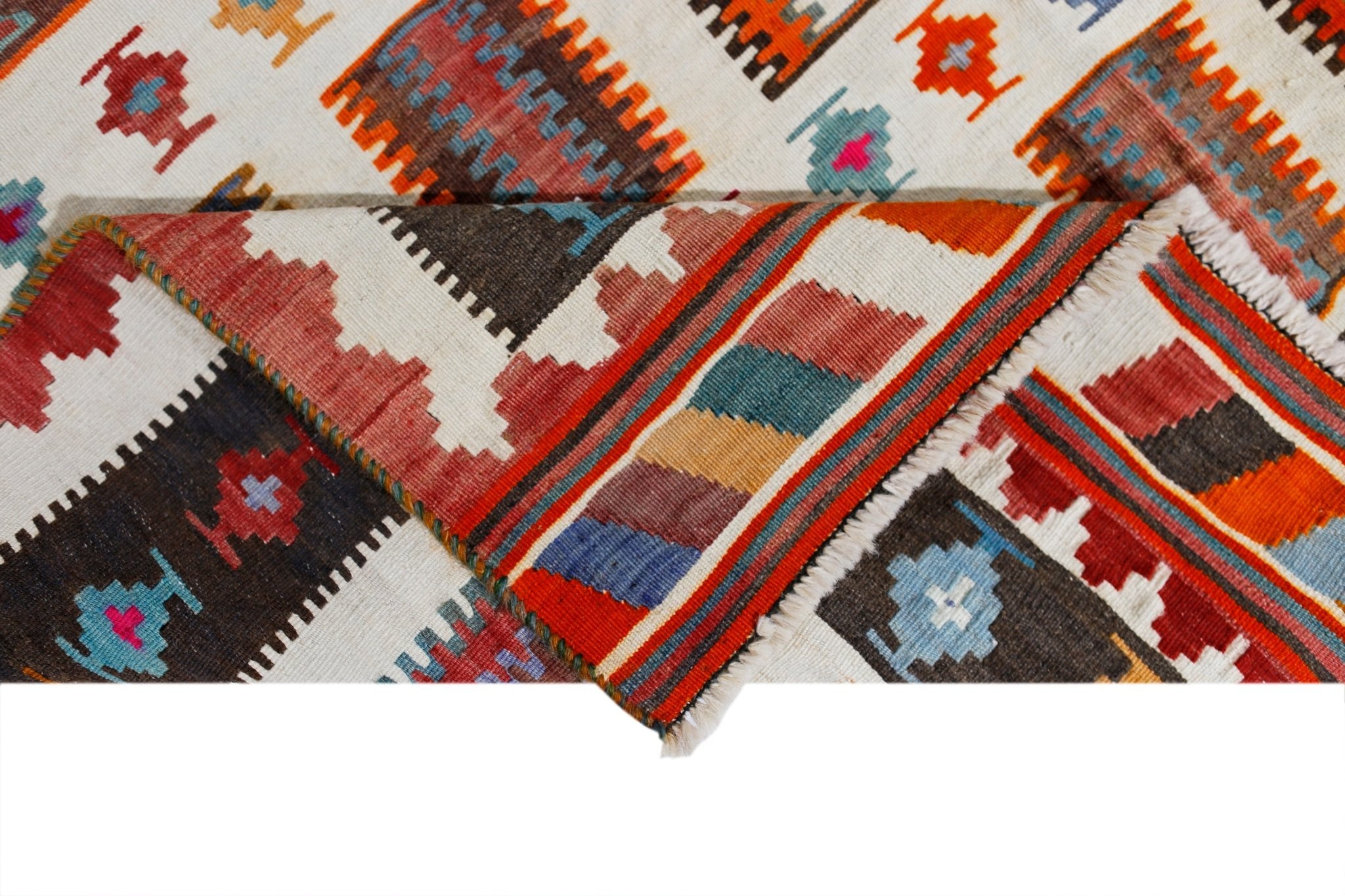 Handmade Vintage Persian Ghasghai Kilim | 279 x 153 cm | 9'2" x 5' - Najaf Rugs & Textile