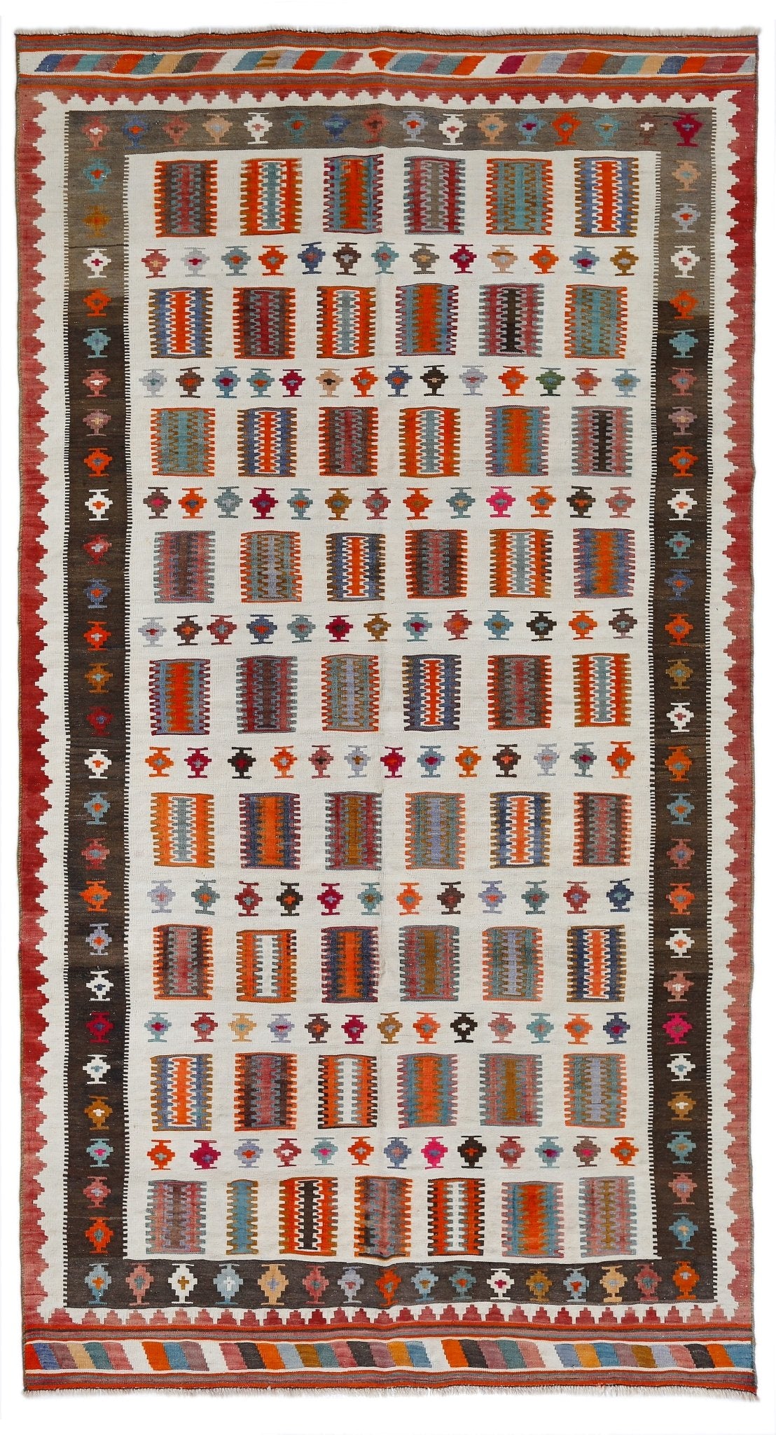 Handmade Vintage Persian Ghasghai Kilim | 279 x 153 cm | 9'2" x 5' - Najaf Rugs & Textile