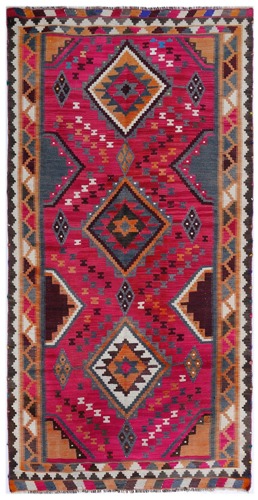 Handmade Vintage Persian Ghasghai Kilim | 281 x 144 cm | 9'3" x 4'9" - Najaf Rugs & Textile