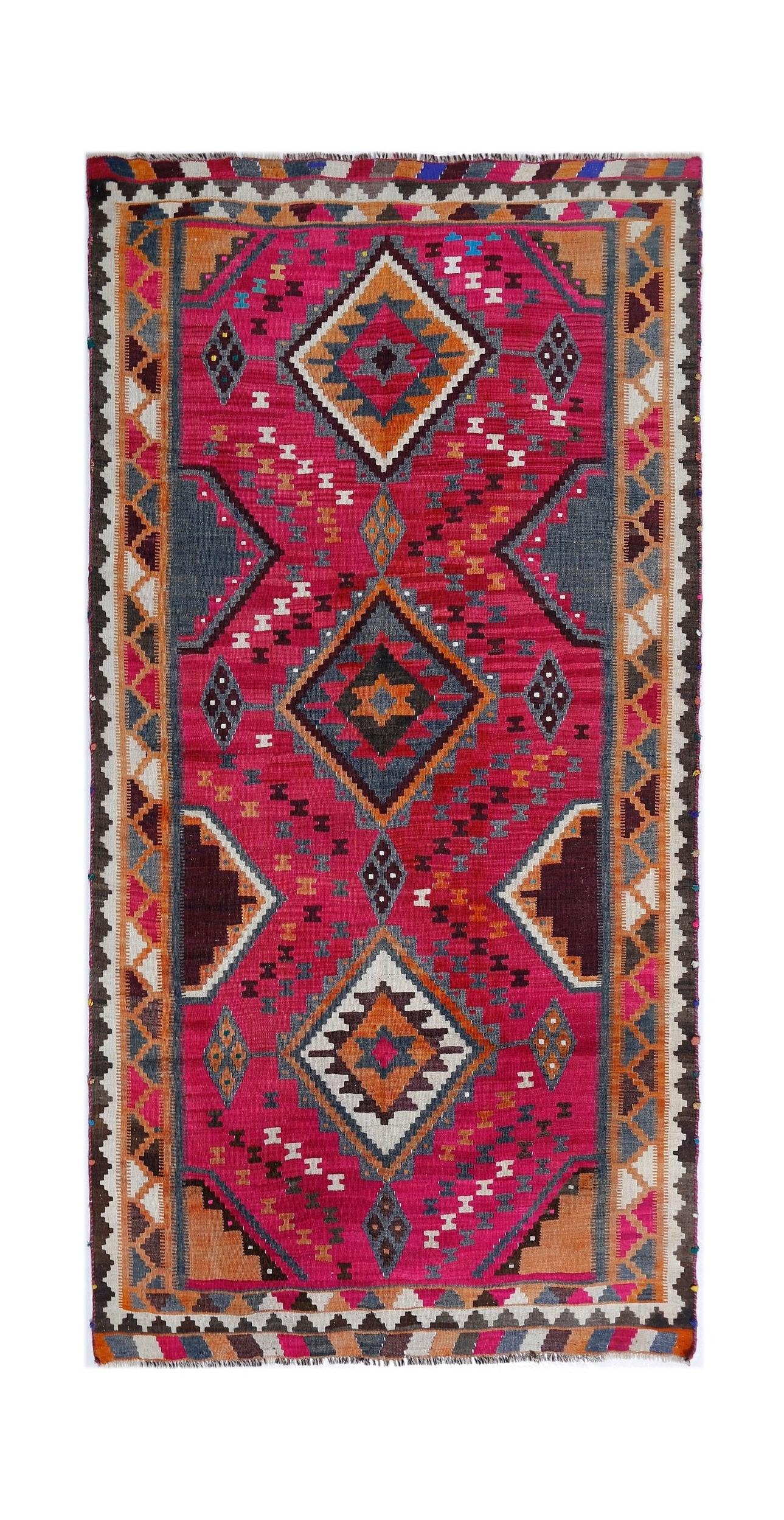 Handmade Vintage Persian Ghasghai Kilim | 281 x 144 cm | 9'3" x 4'9" - Najaf Rugs & Textile