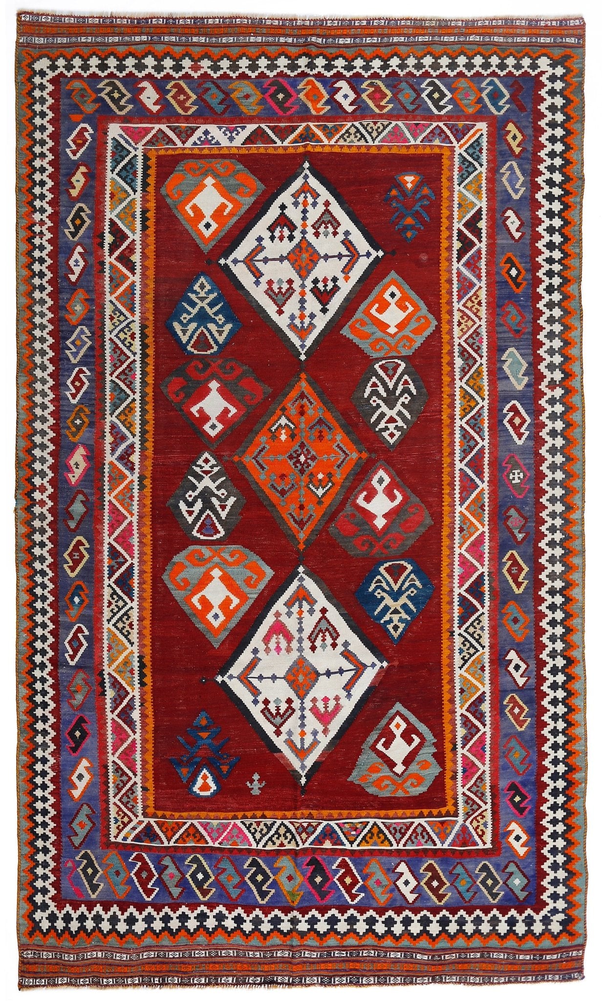 Handmade Vintage Persian Ghasghai Kilim | 286 x 173 cm | 9'5" x 5'8" - Najaf Rugs & Textile