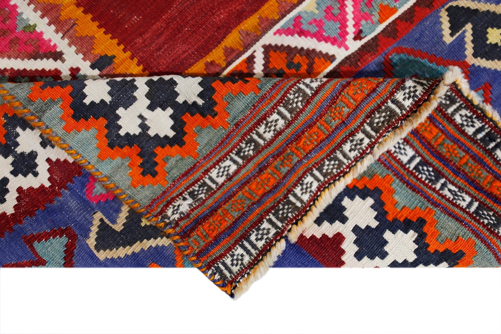 Handmade Vintage Persian Ghasghai Kilim | 286 x 173 cm | 9'5" x 5'8" - Najaf Rugs & Textile