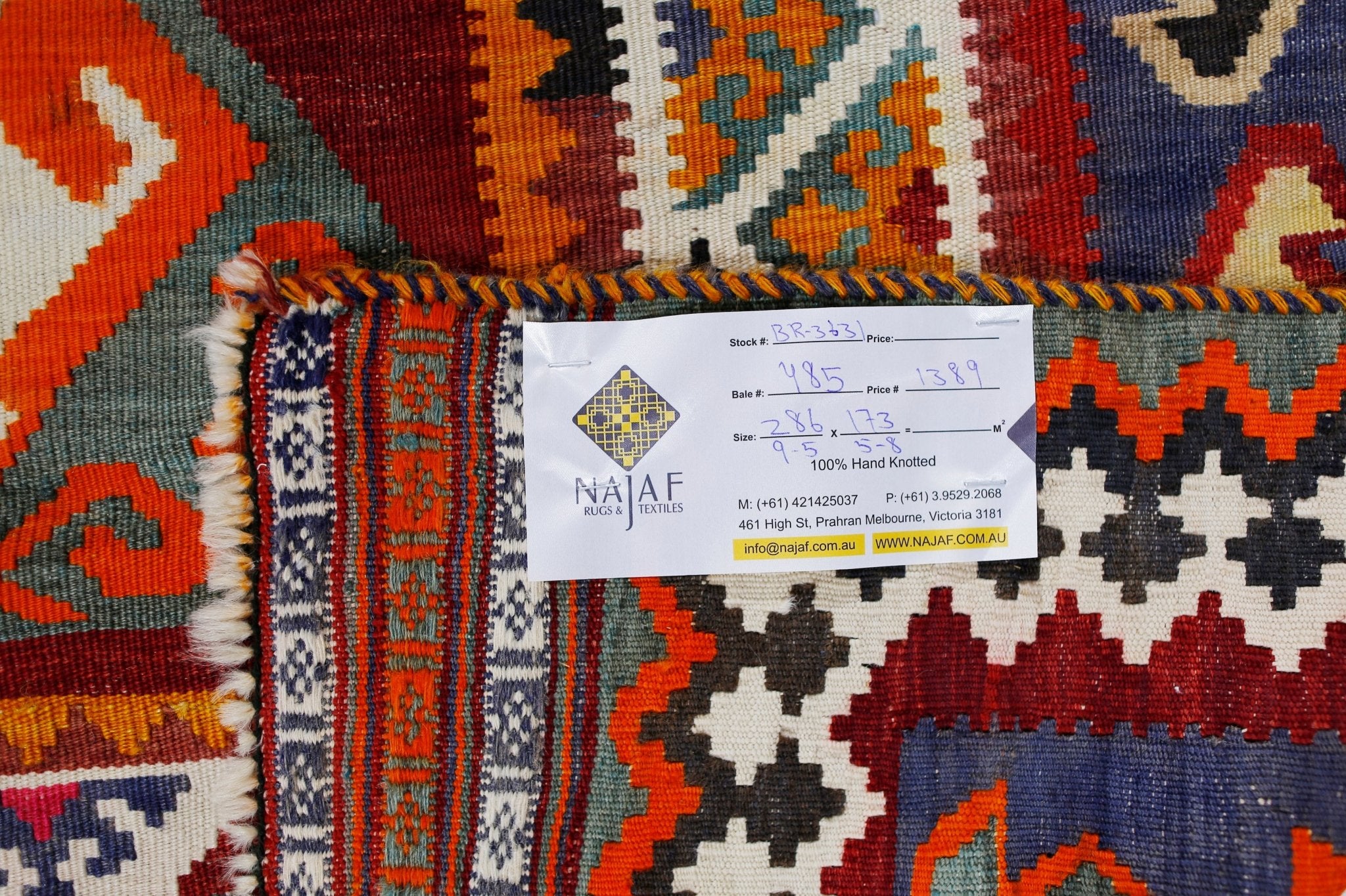 Handmade Vintage Persian Ghasghai Kilim | 286 x 173 cm | 9'5" x 5'8" - Najaf Rugs & Textile