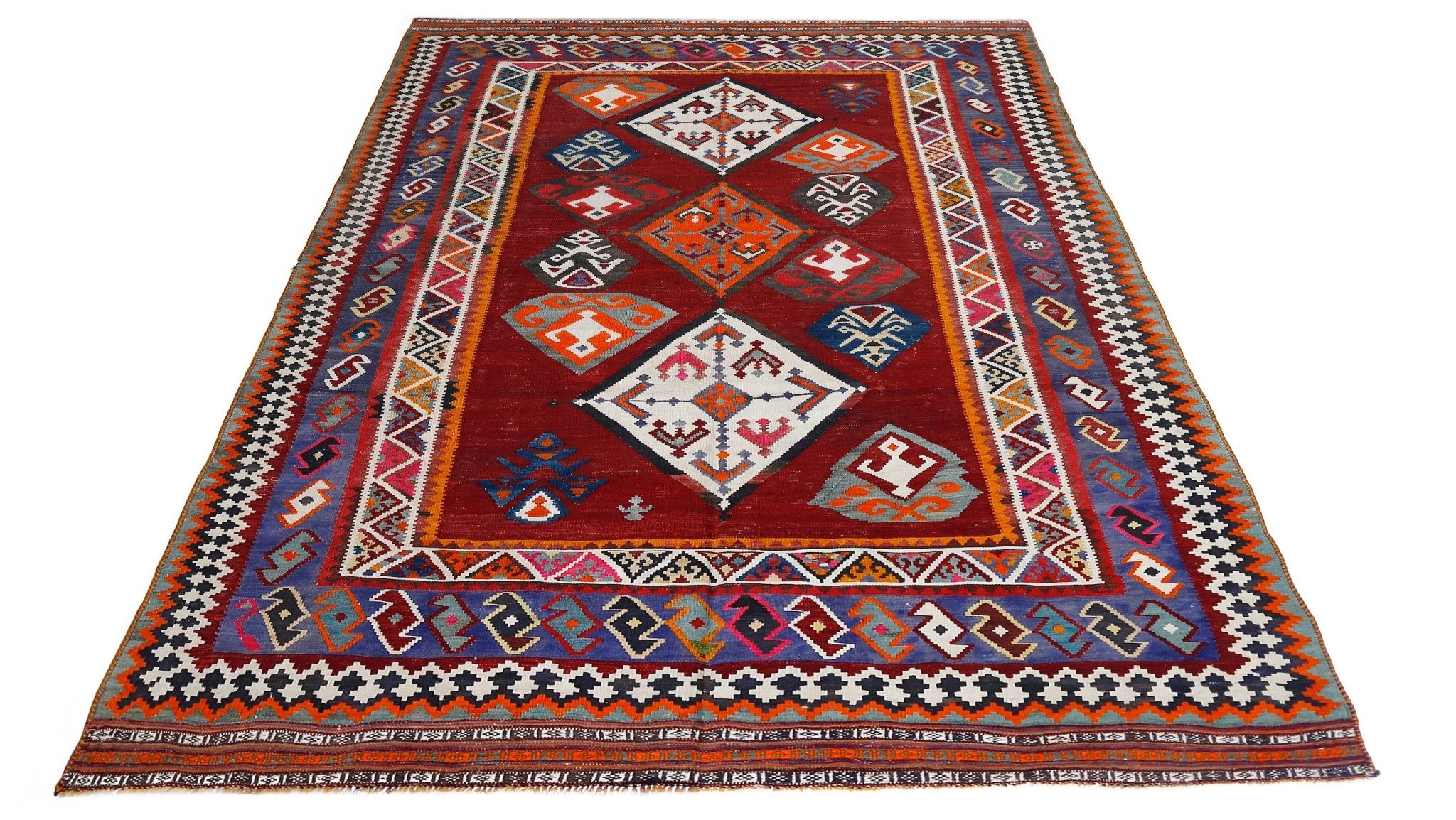 Handmade Vintage Persian Ghasghai Kilim | 286 x 173 cm | 9'5" x 5'8" - Najaf Rugs & Textile