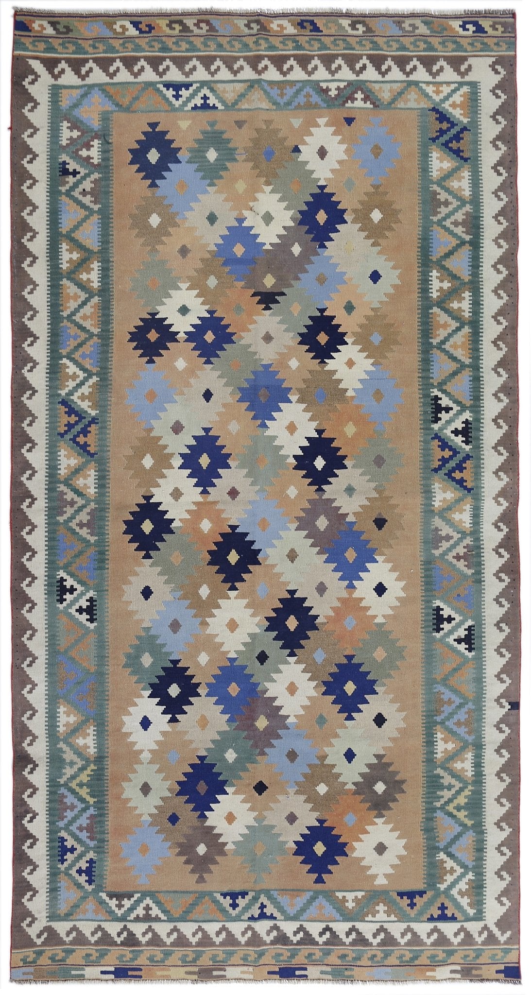 Handmade Vintage Persian Ghasghai Kilim | 289 x 158 cm | 9'6" x 5'2" - Najaf Rugs & Textile