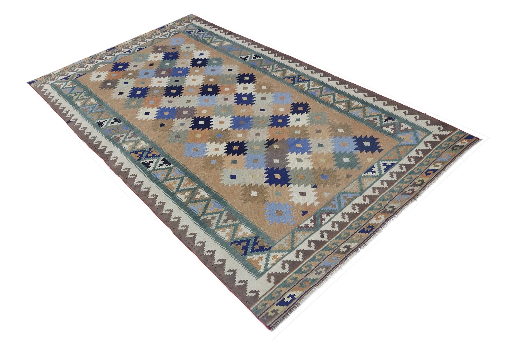 Handmade Vintage Persian Ghasghai Kilim | 289 x 158 cm | 9'6" x 5'2" - Najaf Rugs & Textile