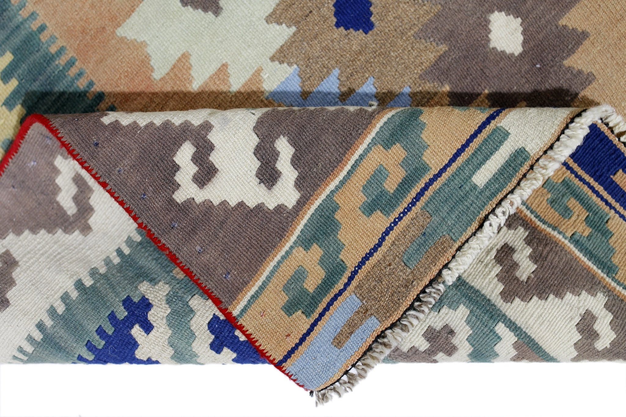 Handmade Vintage Persian Ghasghai Kilim | 289 x 158 cm | 9'6" x 5'2" - Najaf Rugs & Textile