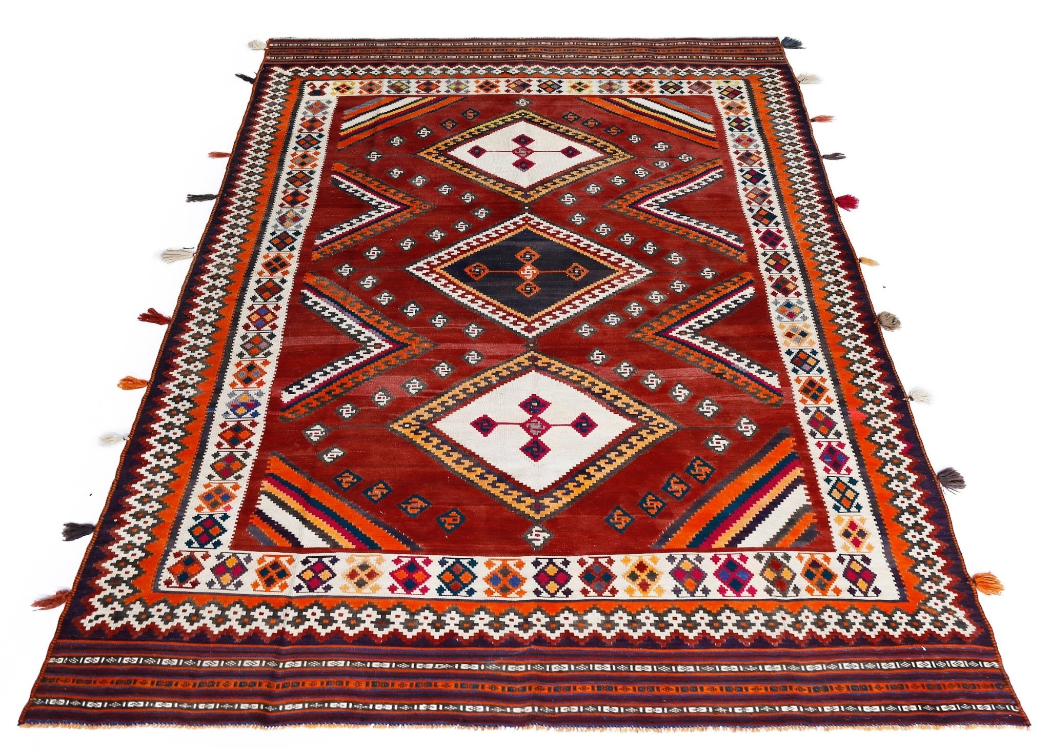 Handmade Vintage Persian Ghasghai Kilim | 291 x 169 cm | 9'7" x 5'7" - Najaf Rugs & Textile