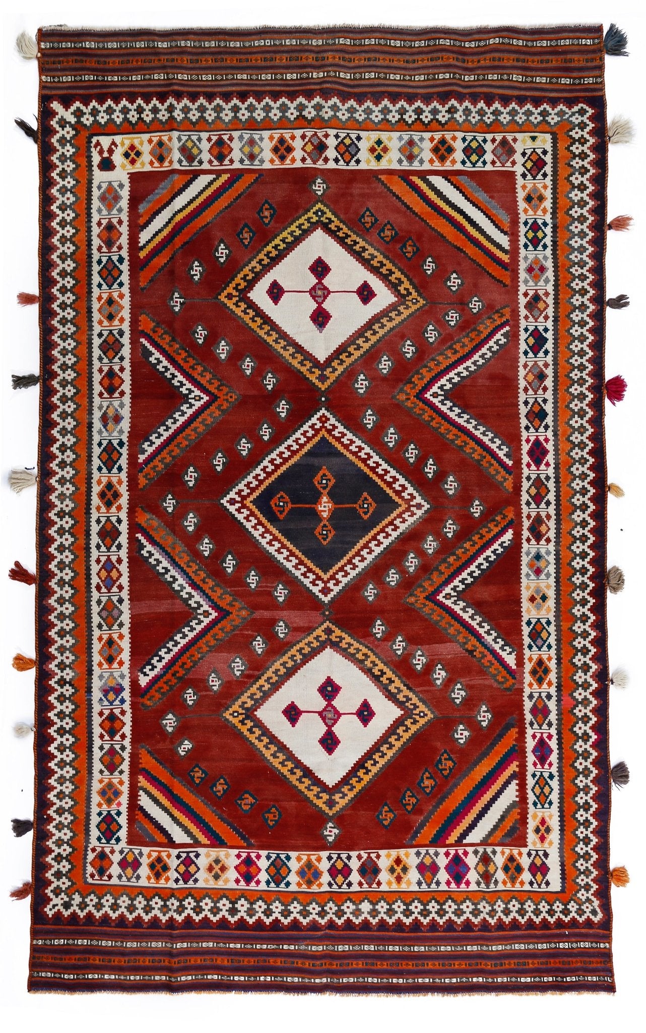 Handmade Vintage Persian Ghasghai Kilim | 291 x 169 cm | 9'7" x 5'7" - Najaf Rugs & Textile