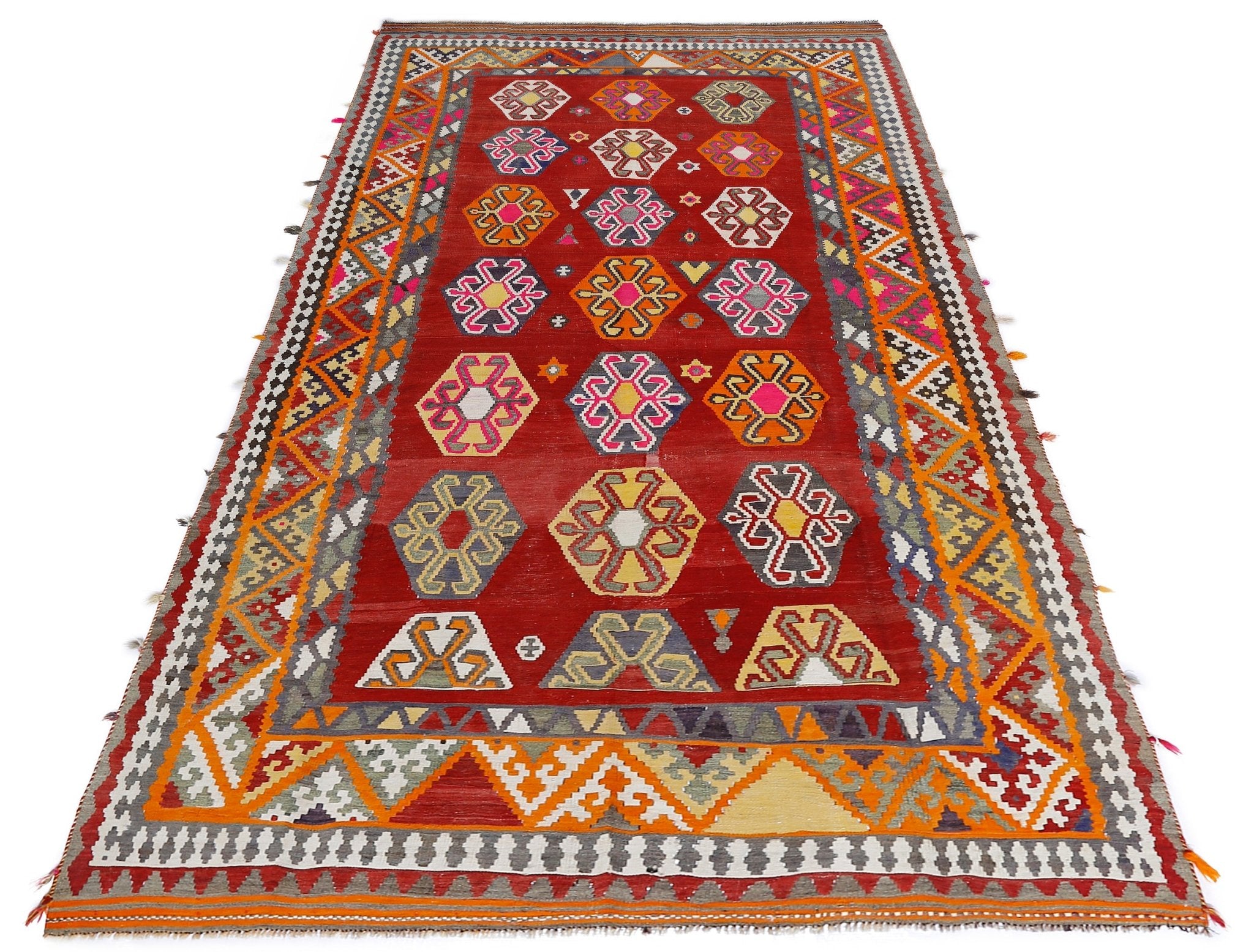 Handmade Vintage Persian Ghasghai Kilim | 294 x 158 cm | 9'4" x 5'2" - Najaf Rugs & Textile