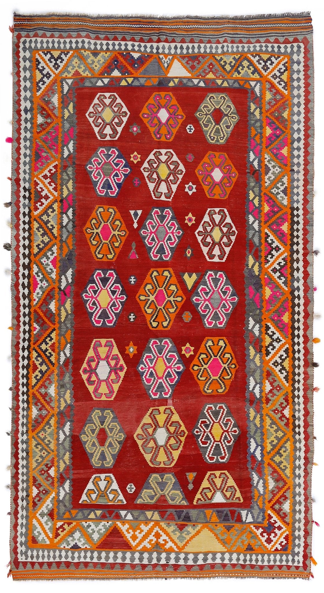 Handmade Vintage Persian Ghasghai Kilim | 294 x 158 cm | 9'4" x 5'2" - Najaf Rugs & Textile