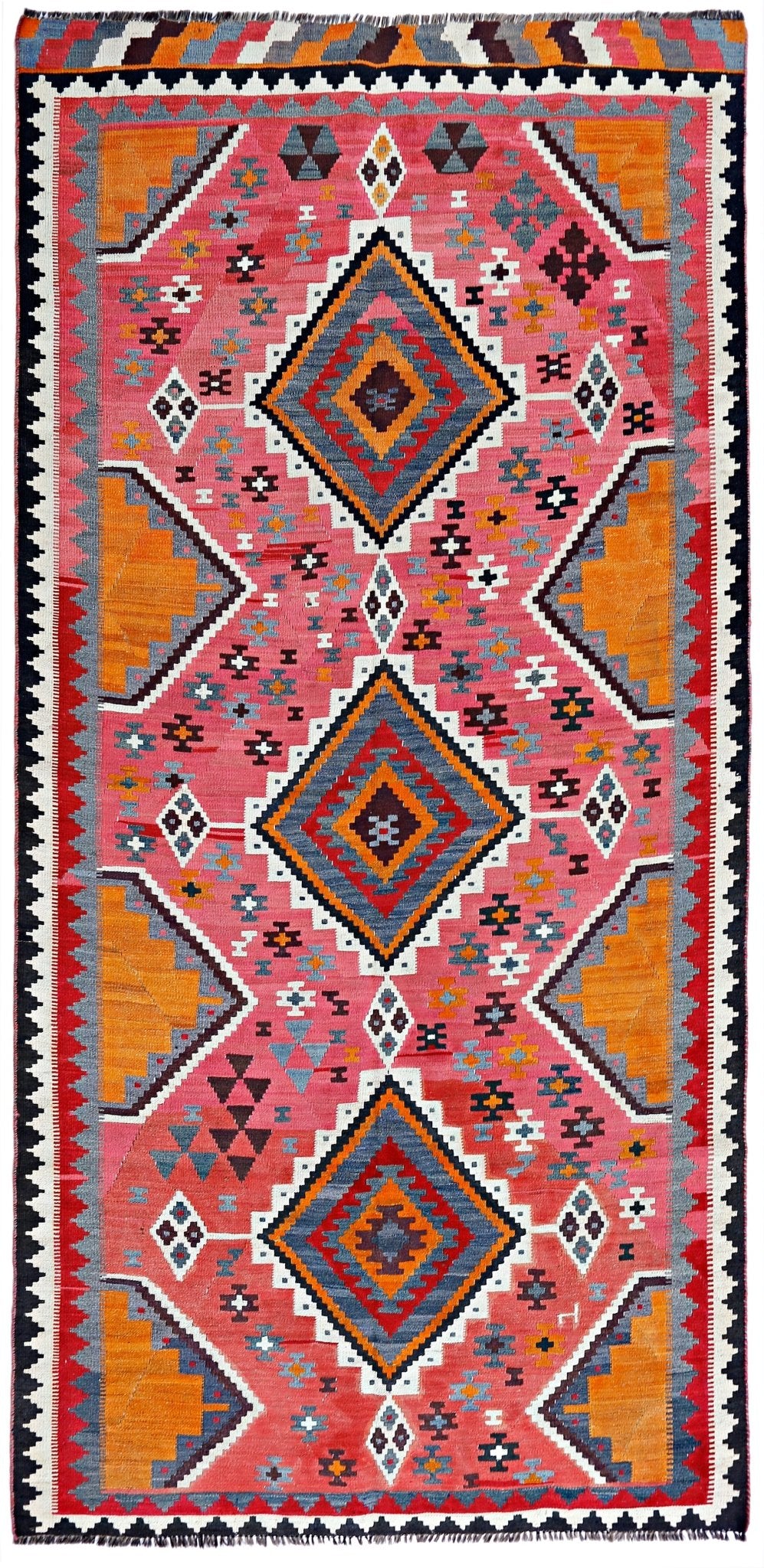 Handmade Vintage Persian Ghasghai Kilim | 300 x 144 cm | 9'10" x 4'8" - Najaf Rugs & Textile