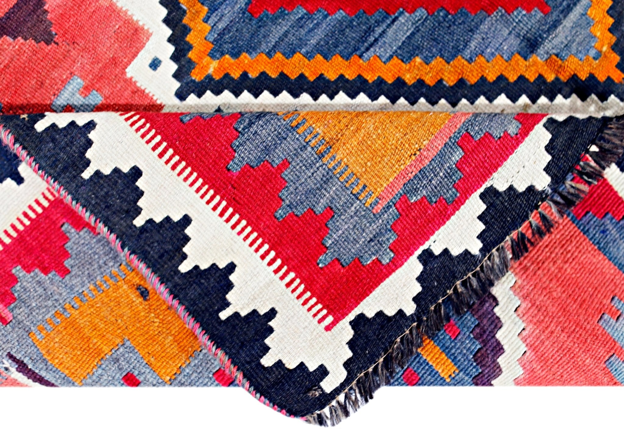 Handmade Vintage Persian Ghasghai Kilim | 300 x 144 cm | 9'10" x 4'8" - Najaf Rugs & Textile