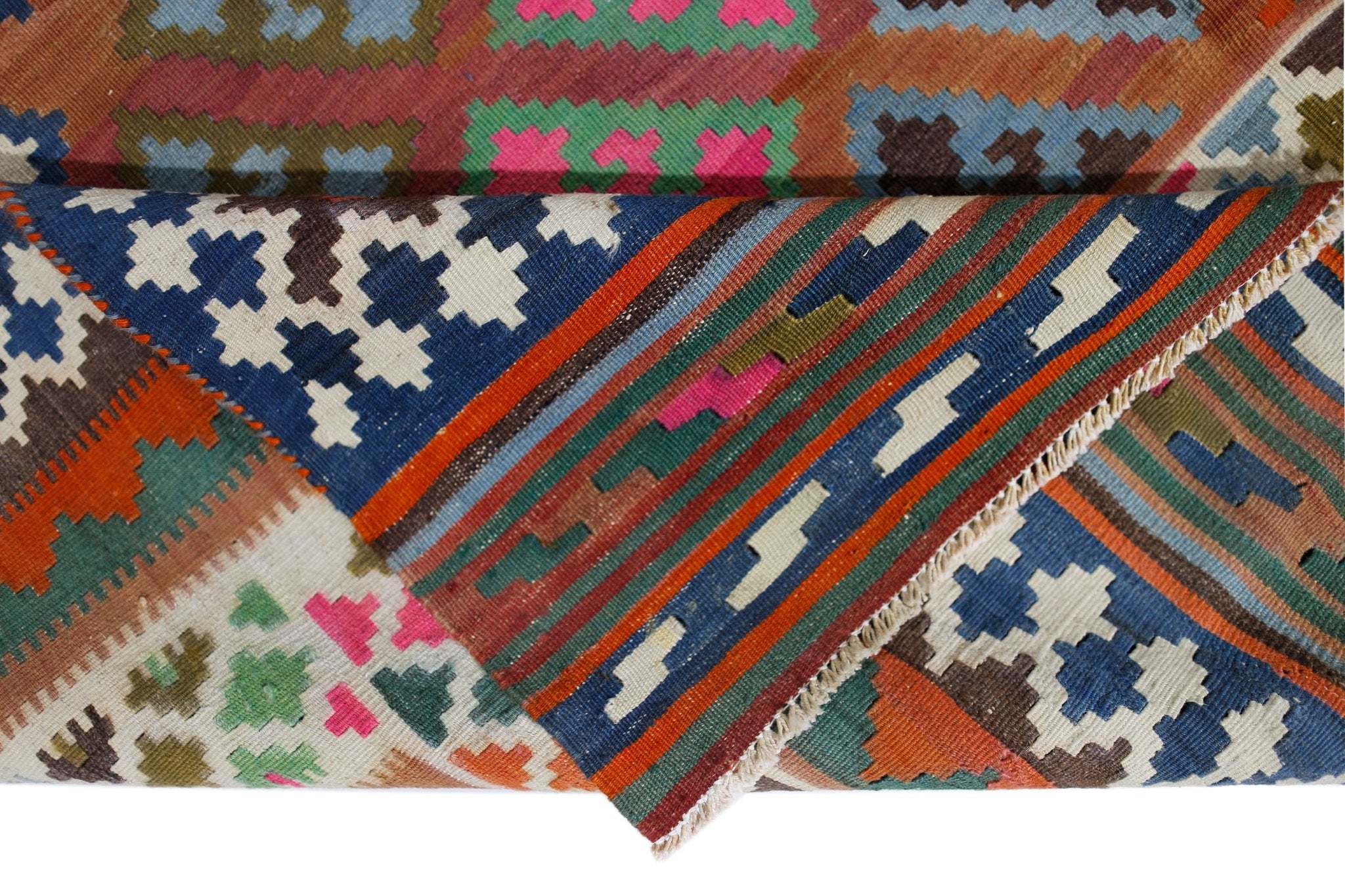 Handmade Vintage Persian Ghasghai Kilim | 324 x 173 cm | 10'8" x 5'8" - Najaf Rugs & Textile